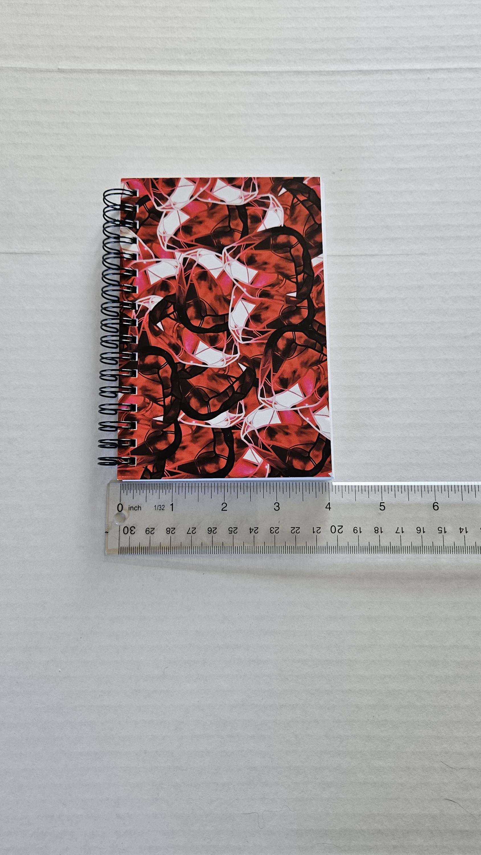 4x6 inches HANDMADE SPIRAL NOTEBOOK: Ruby with Water Lily Acornandcrowstudio