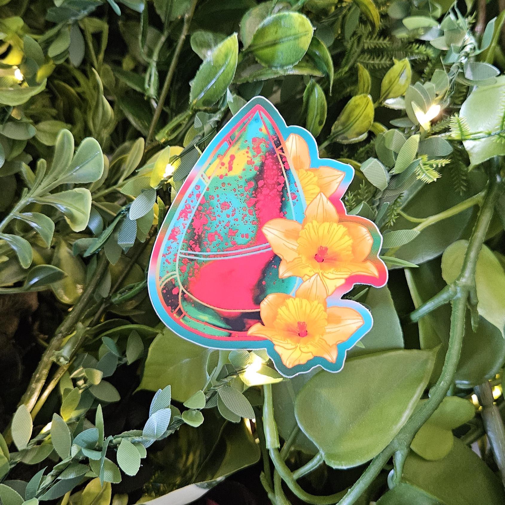 MATTE STICKER: Bloodstone with Daffodils Acornandcrowstudio