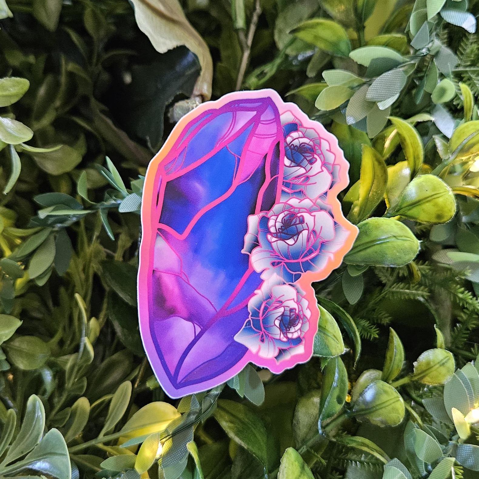 MATTE STICKER: Alexandrite with Roses Acornandcrowstudio