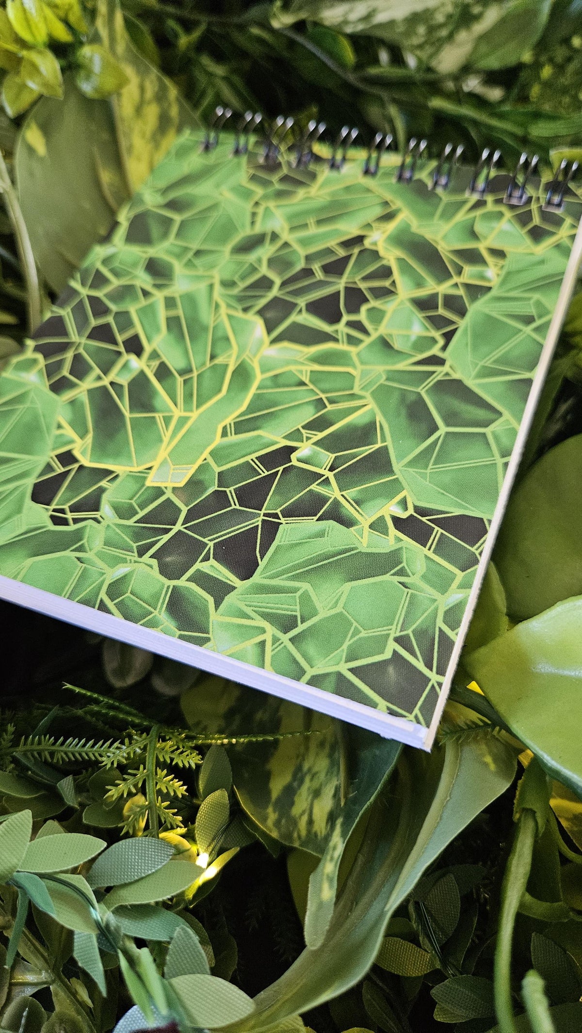 4x5 inches HANDMADE Top Bound SPIRAL NOTEBOOK: Emerald with Lily of the Valley Acornandcrowstudio