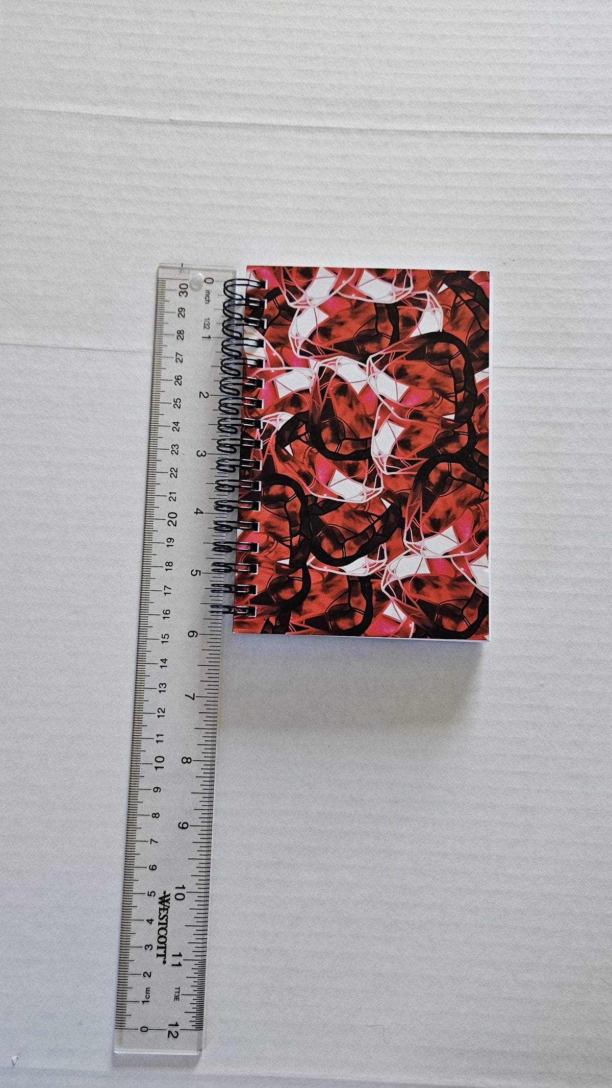 4x6 inches HANDMADE SPIRAL NOTEBOOK: Ruby with Water Lily Acornandcrowstudio