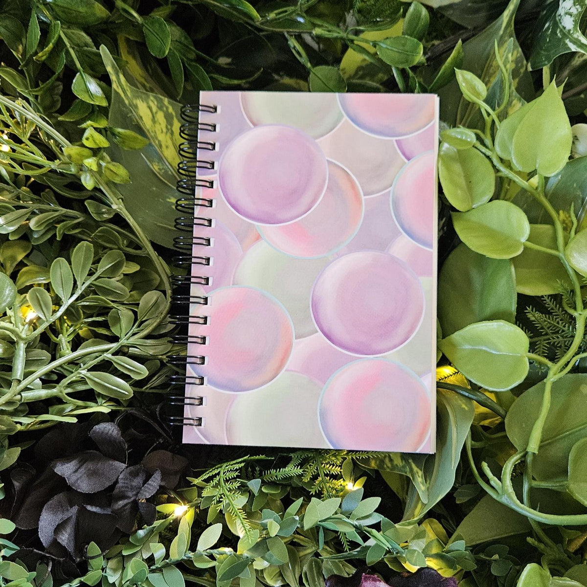 4x6 inches HANDMADE SPIRAL NOTEBOOK: Pearl and Roses Acornandcrowstudio