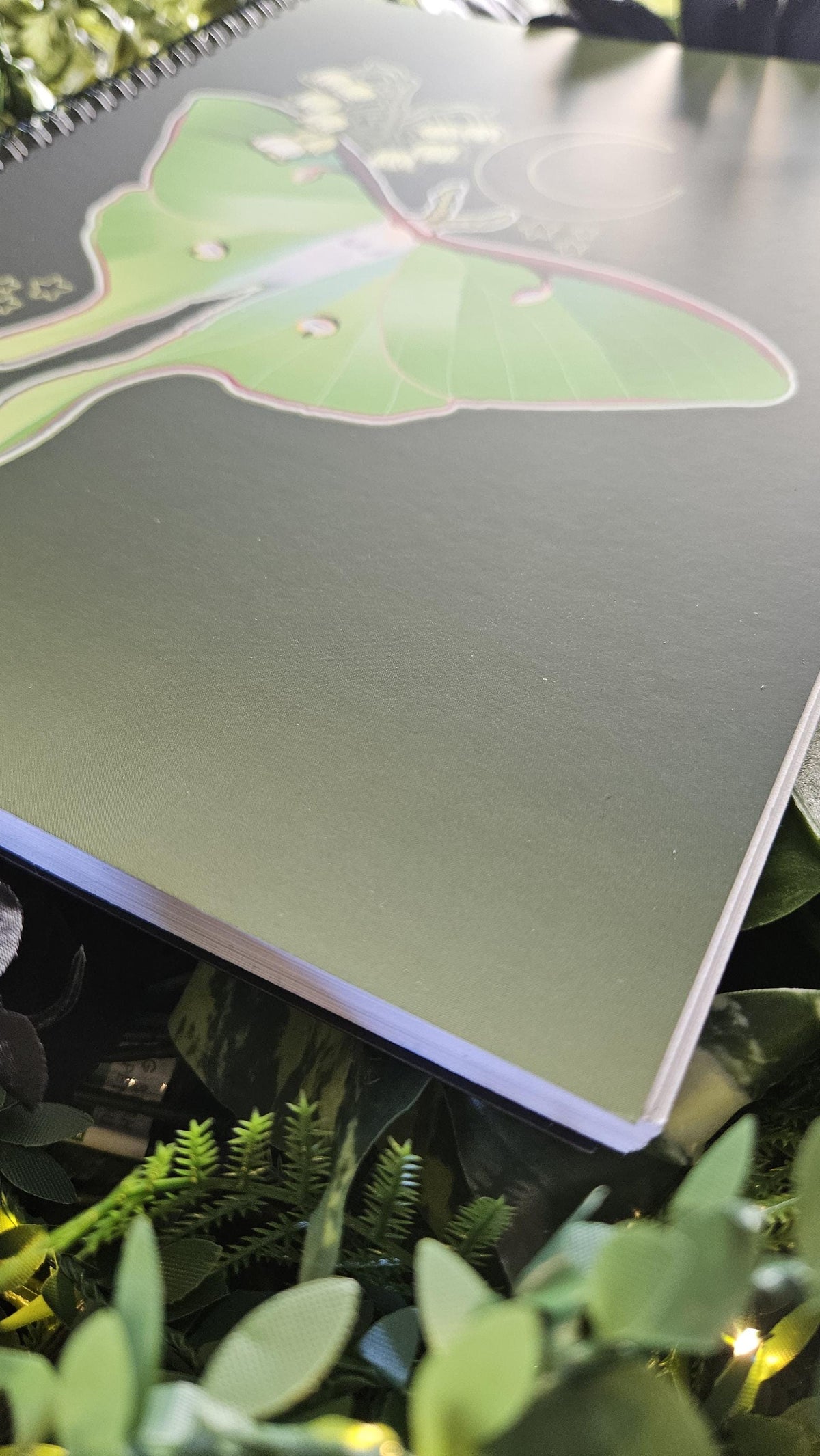 8.5 x 11 HANDMADE SPIRAL NOTEBOOK: Luna Moth and Lily of the Valley Acornandcrowstudio