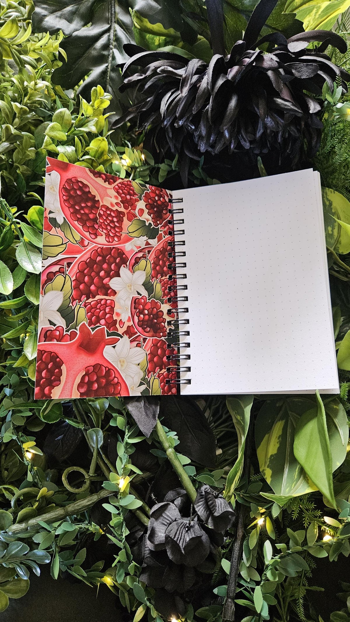 4x6 HANDMADE SPIRAL NOTEBOOK: Pomegranate and Narcissus Flowers Acornandcrowstudio