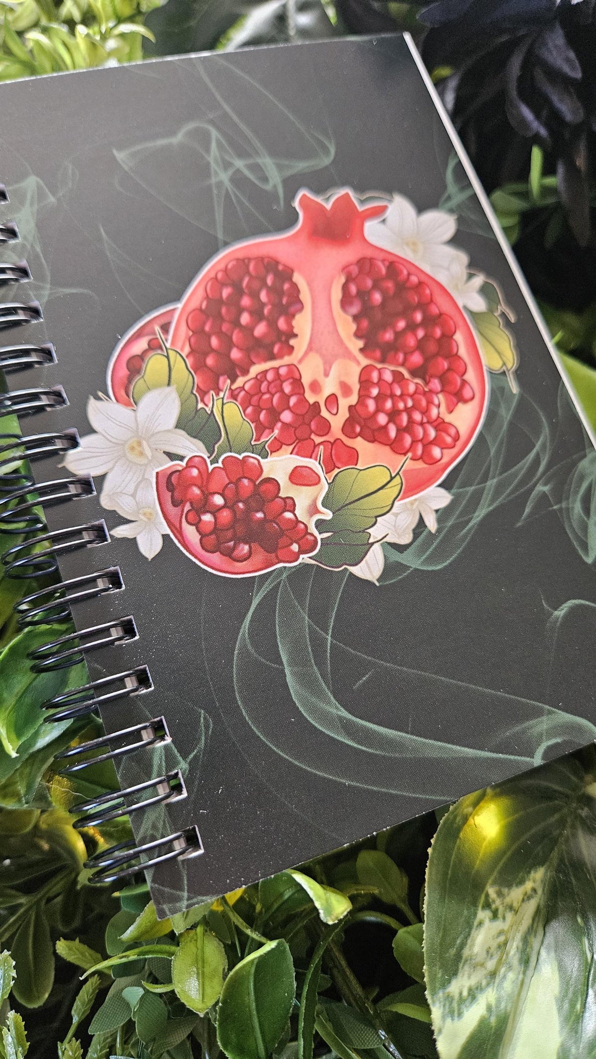 4x6 HANDMADE SPIRAL NOTEBOOK: Pomegranate and Narcissus Flowers Acornandcrowstudio