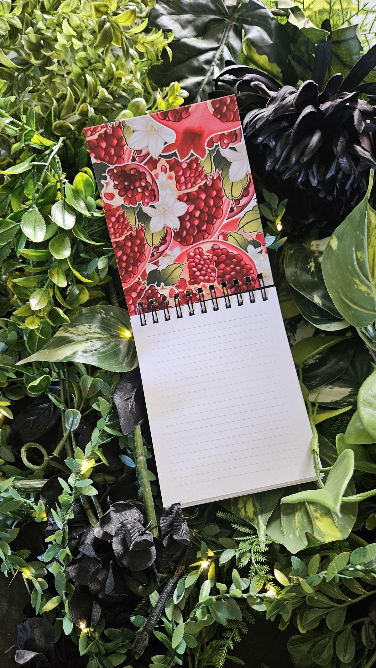 4x5 Top Bound HANDMADE SPIRAL NOTEBOOK: Pomegranate and Narcissus Flowers