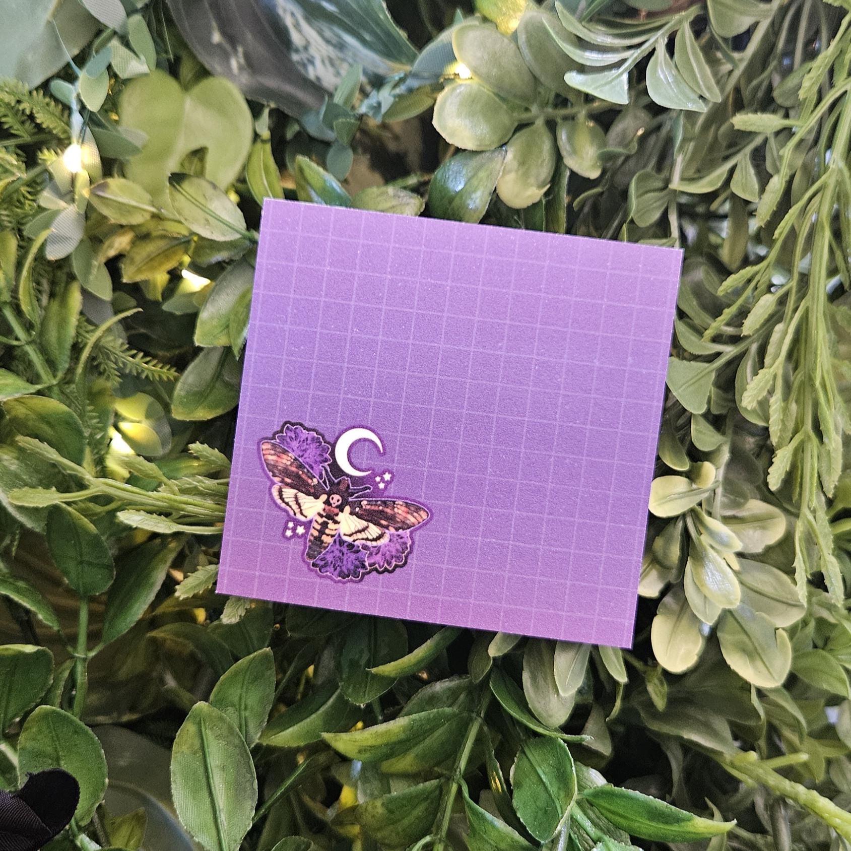 STICKY NOTES: Hawk Moth with Dahlia Flowers Acornandcrowstudio
