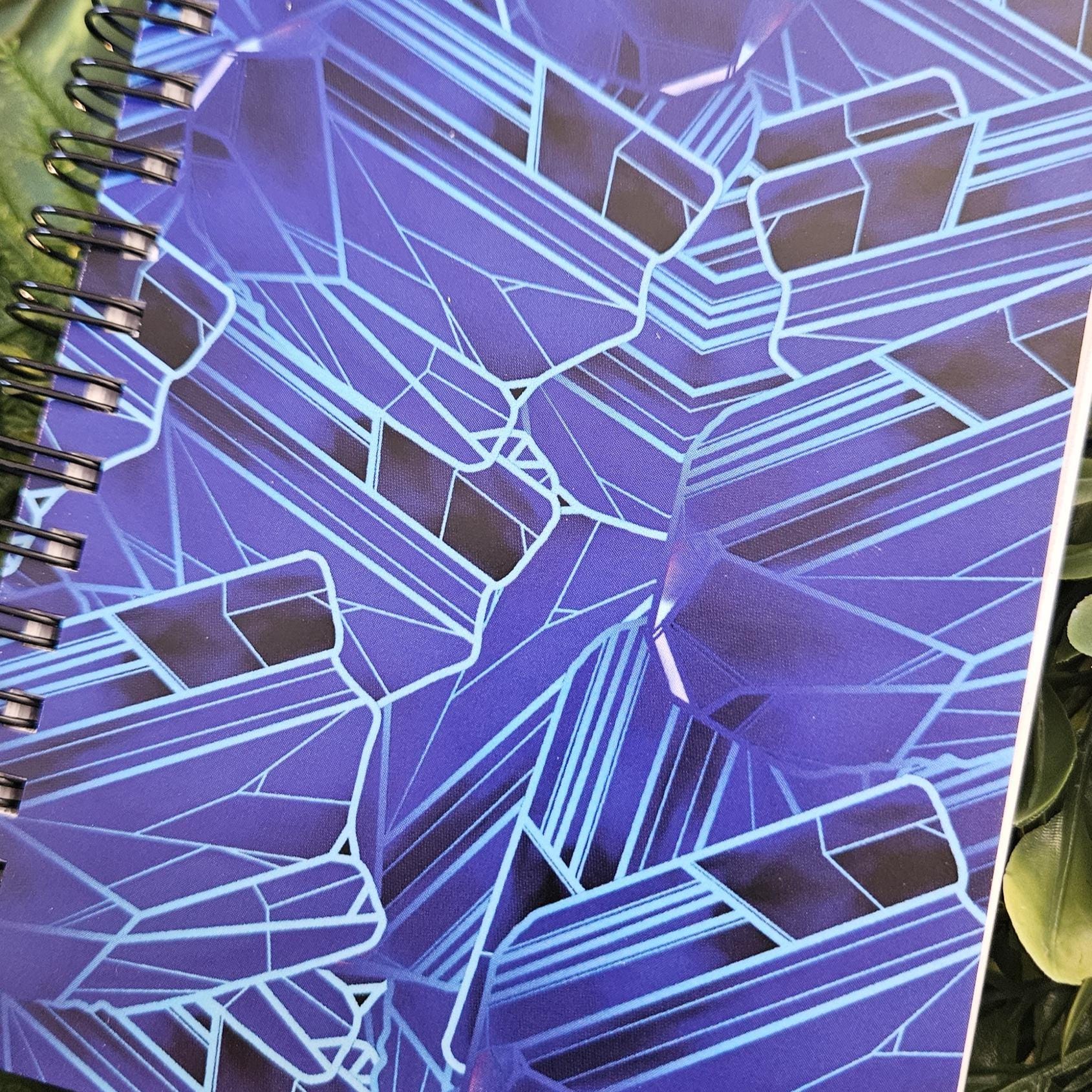 4x6 inches HANDMADE SPIRAL NOTEBOOK: Tanzanite with Narcissus Flowers Acornandcrowstudio