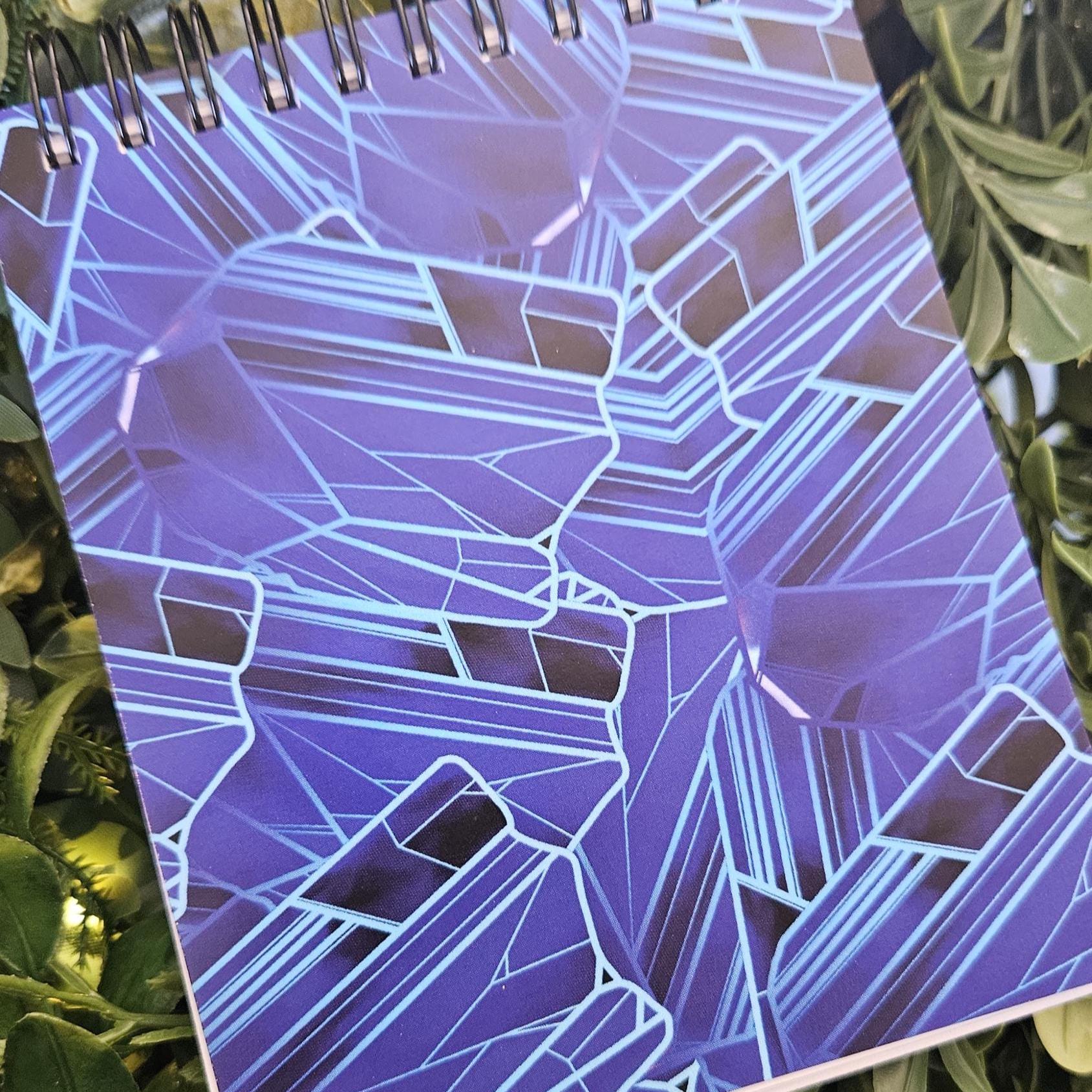 4x5 inches HANDMADE Top Bound SPIRAL NOTEBOOK: Tanzanite with Narcissus Flowers Acornandcrowstudio