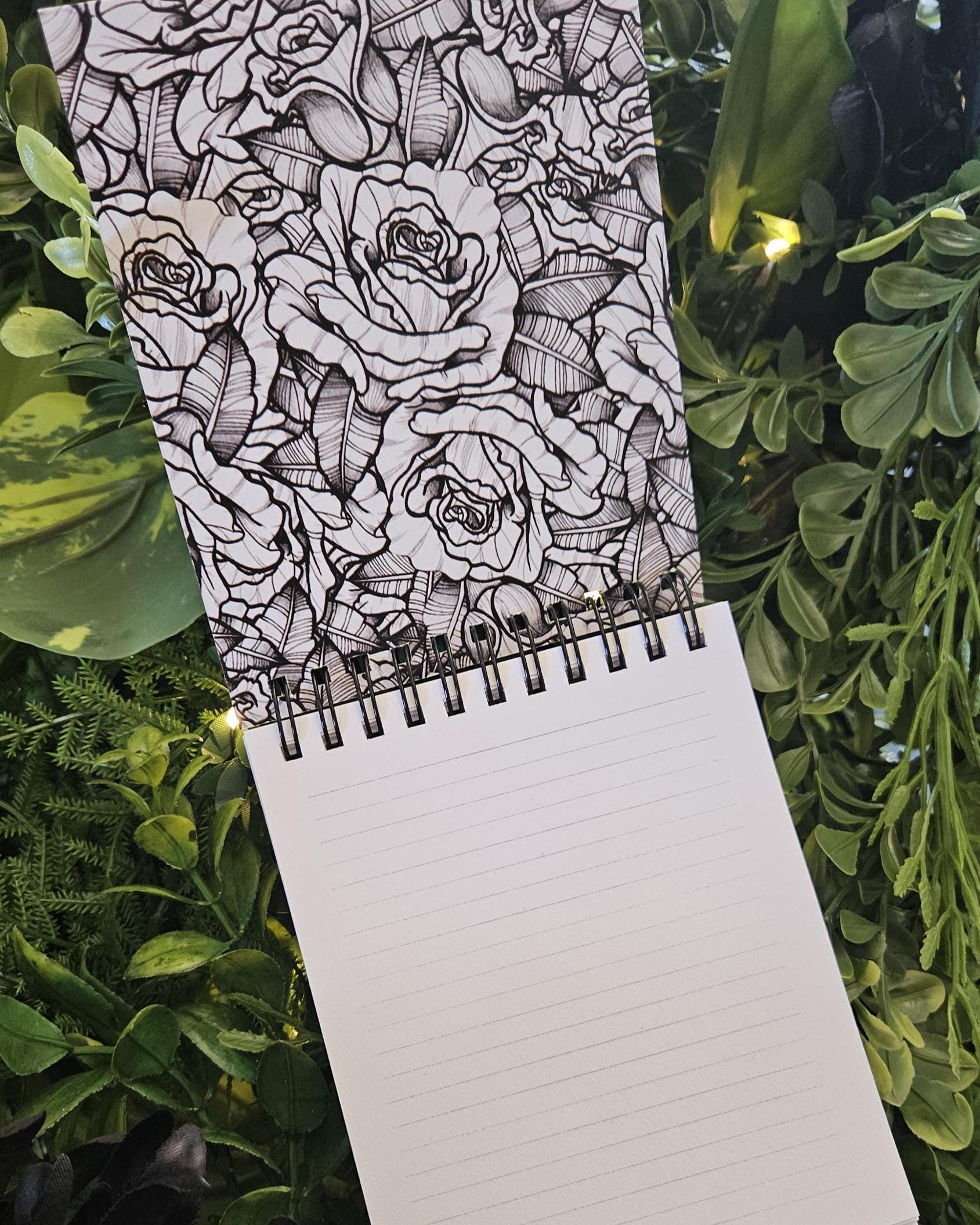 4x5 inches HANDMADE Top Bound SPIRAL NOTEBOOK: Plague Doctor with Roses Acornandcrowstudio