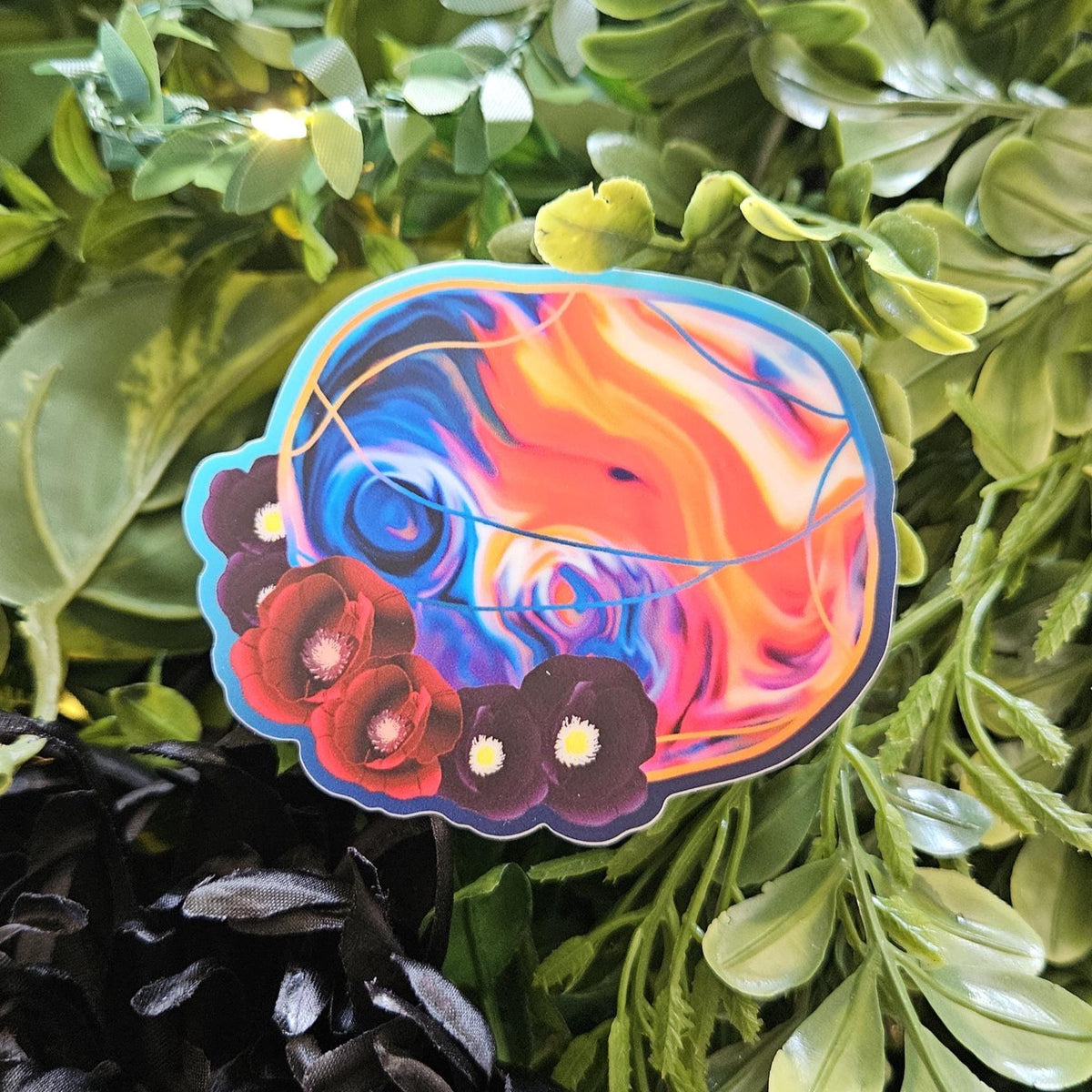 MATTE STICKER: August 'Alternate' Birthstone Sardonyx with Poppies