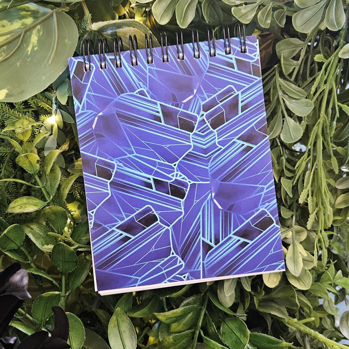 4x5 inches HANDMADE Top Bound SPIRAL NOTEBOOK: Tanzanite with Narcissus Flowers Acornandcrowstudio