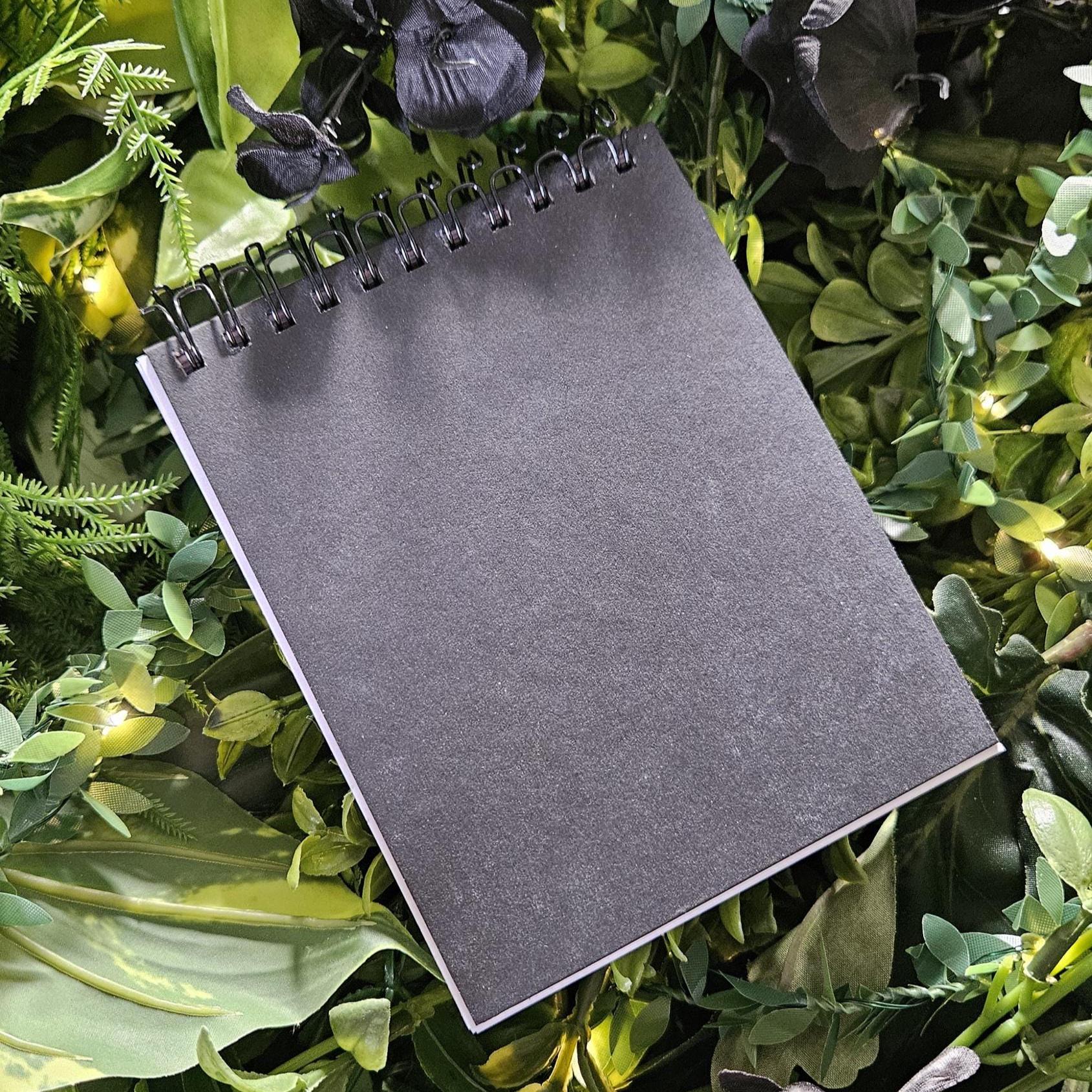 4x5 TOP BOUND Handmade Spiral NOTEBOOK: Mask of Fear Acornandcrowstudio