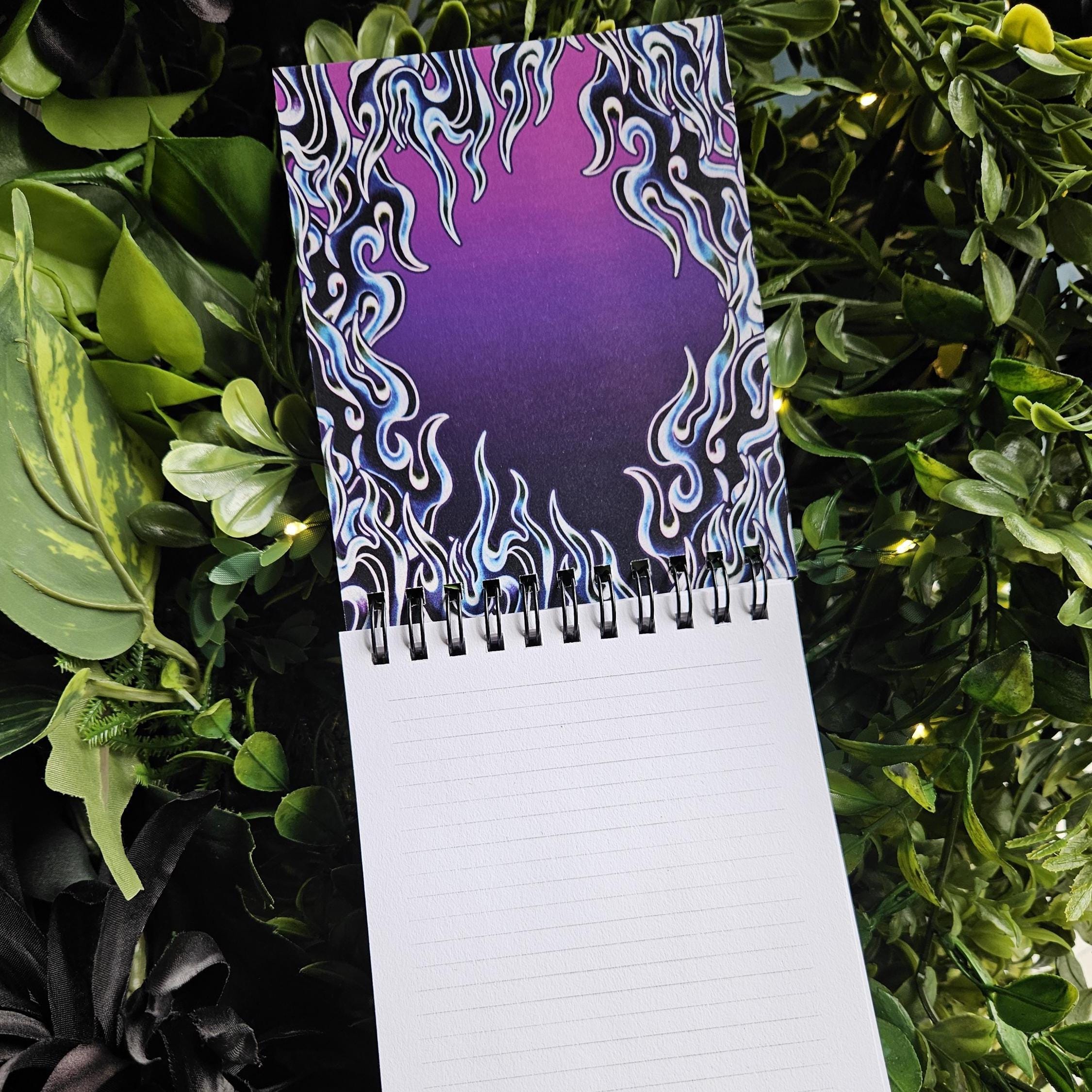 4x5 TOP BOUND Handmade Spiral NOTEBOOK: Become a Witch Worth Burning Purple Coffin Acornandcrowstudio