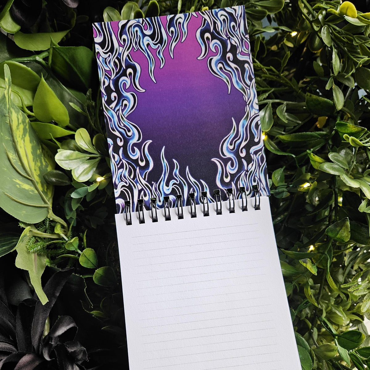 4x5 TOP BOUND Handmade Spiral NOTEBOOK: Become a Witch Worth Burning Purple Coffin