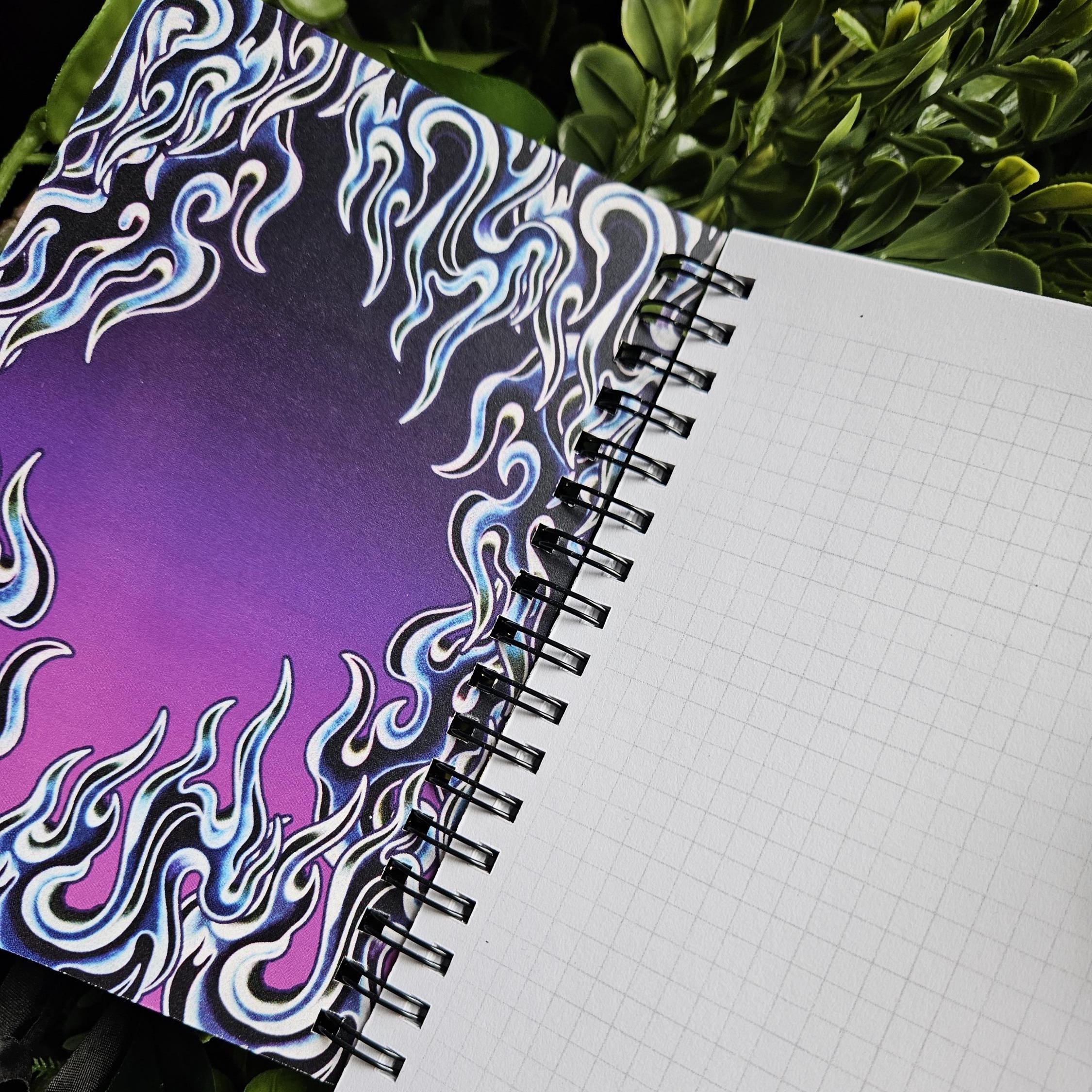 4x6 Handmade Spiral NOTEBOOK: Become a Witch Worth Burning Purple Coffin Acornandcrowstudio