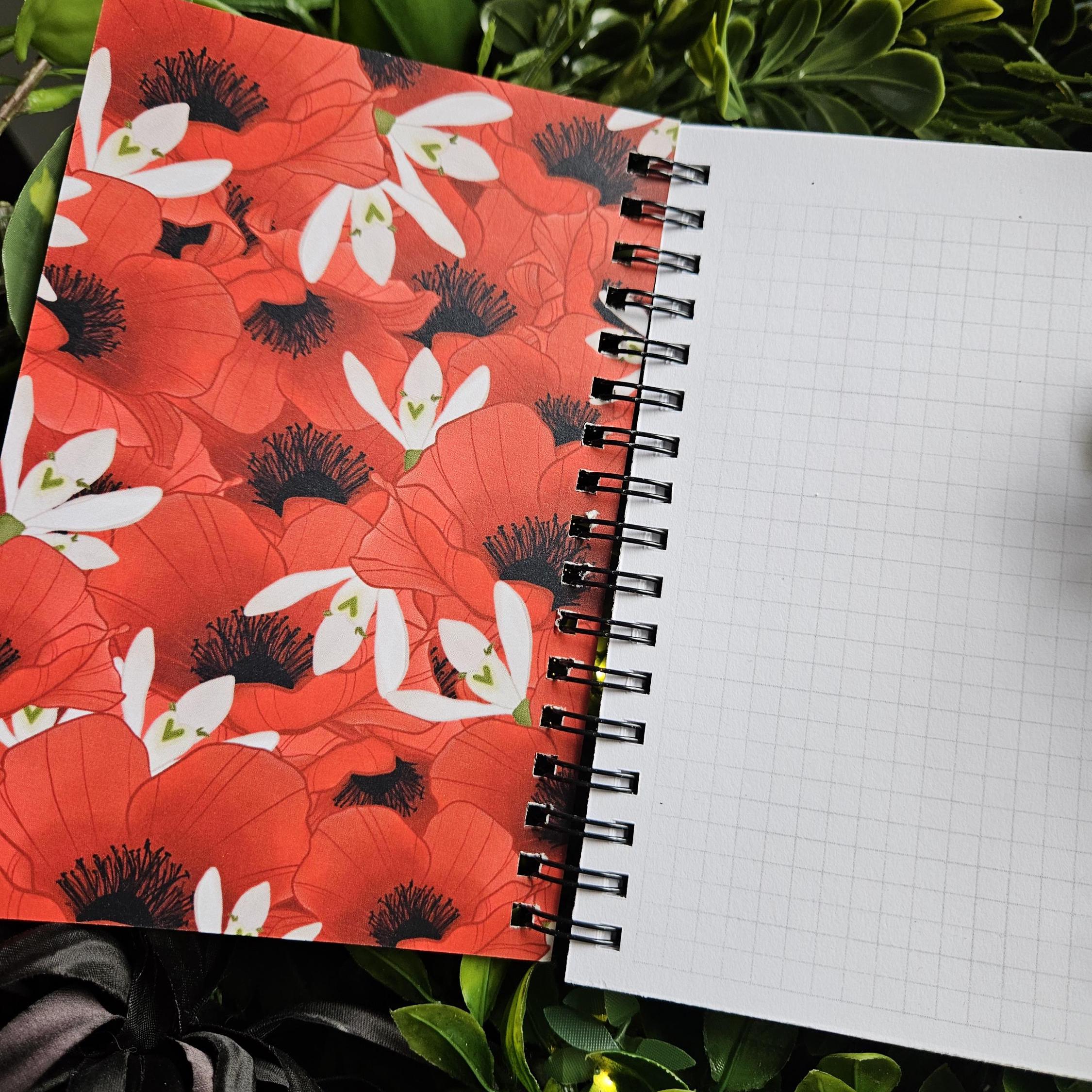 4x6 Handmade Spiral NOTEBOOK: Mask of Fear Acornandcrowstudio