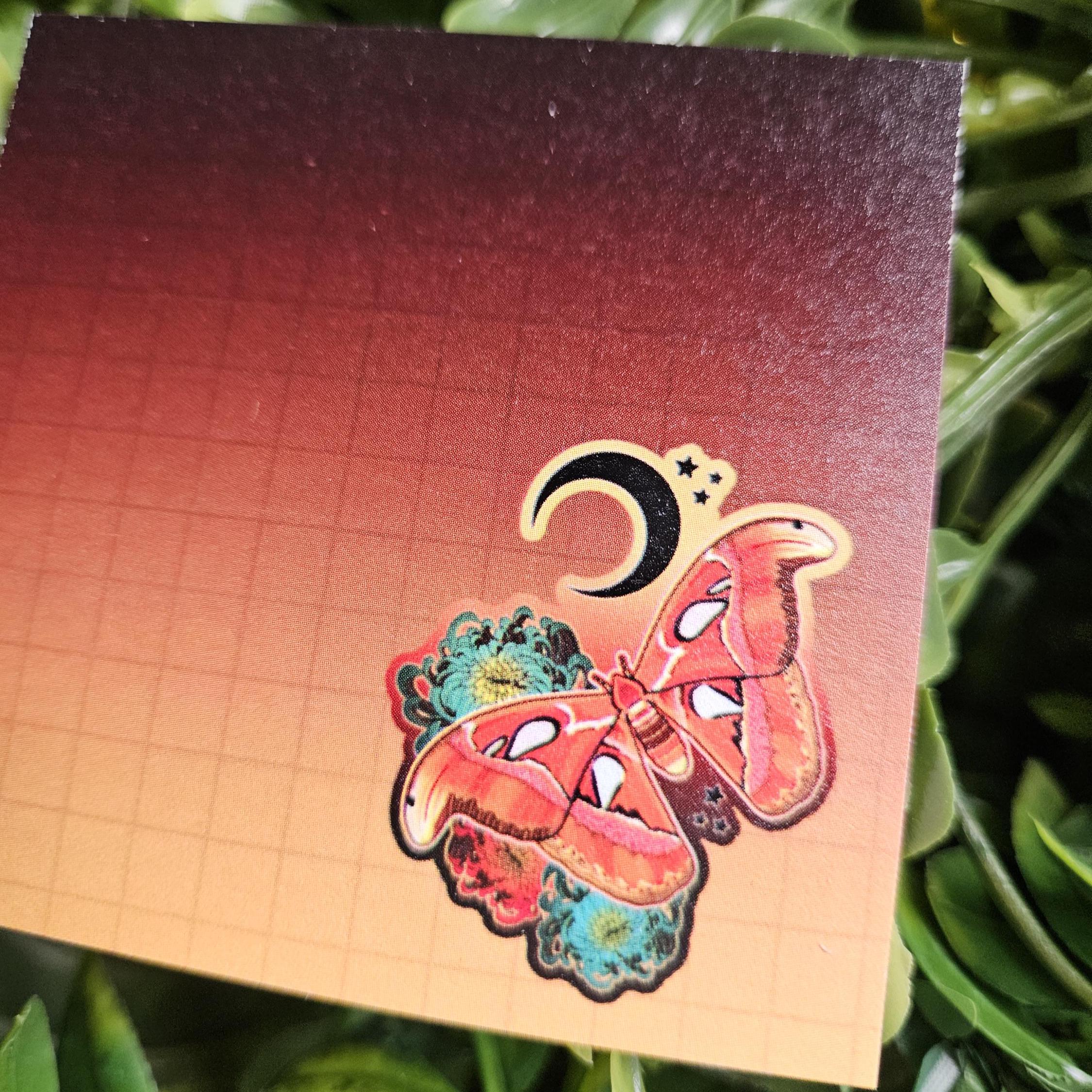 STICKY NOTES: Atlas Moth with Chrysanthemums Acornandcrowstudio