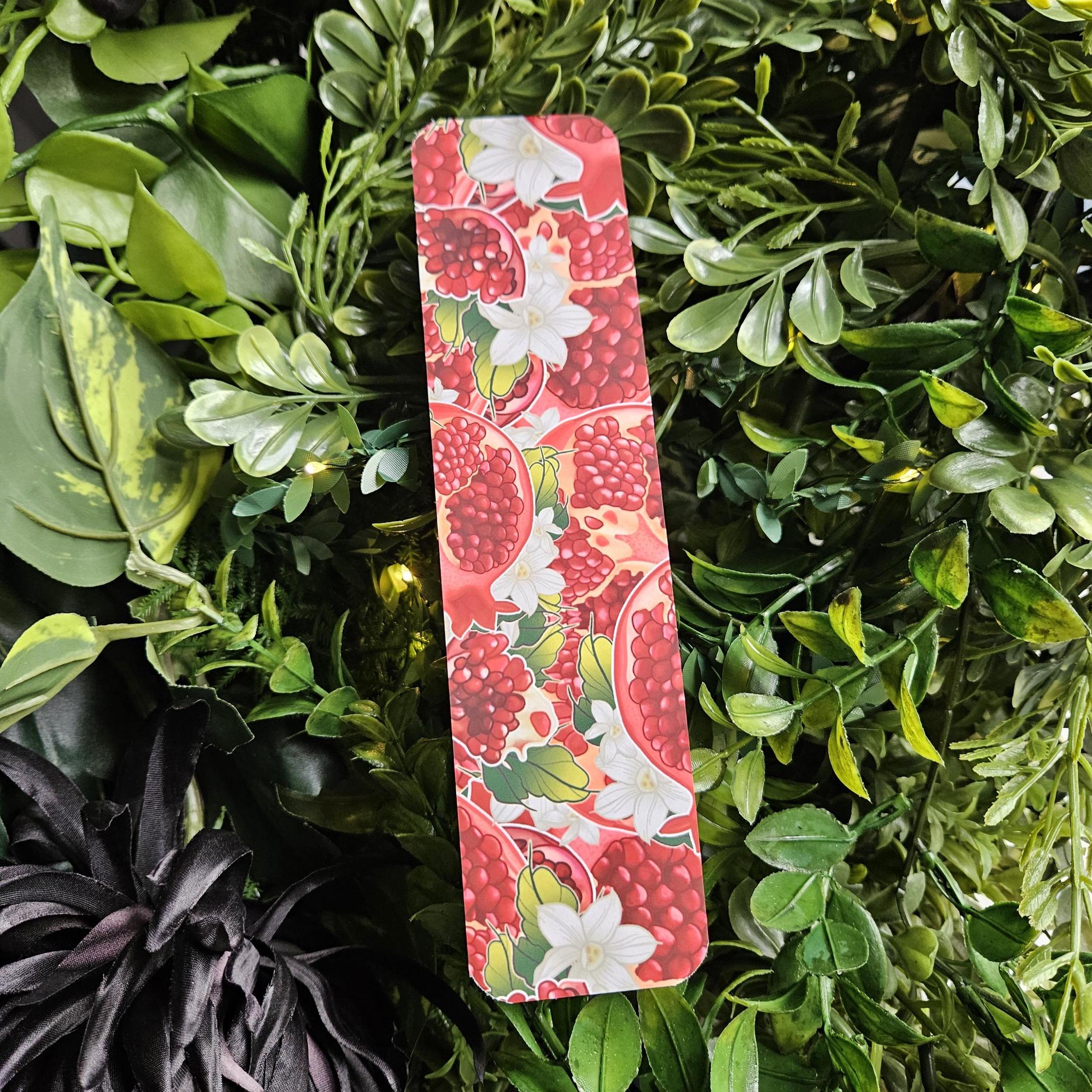 BOOKMARK: Pomegranate and Narcissus Flowers Acornandcrowstudio