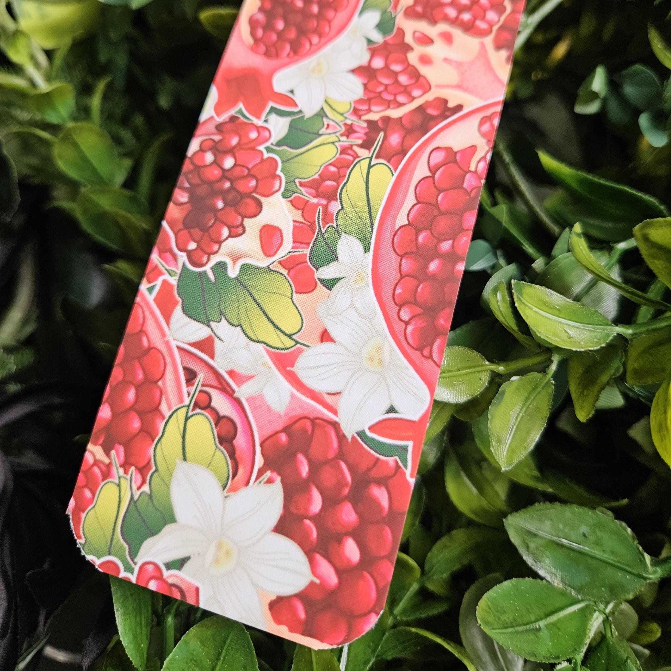 BOOKMARK: Pomegranate and Narcissus Flowers Acornandcrowstudio