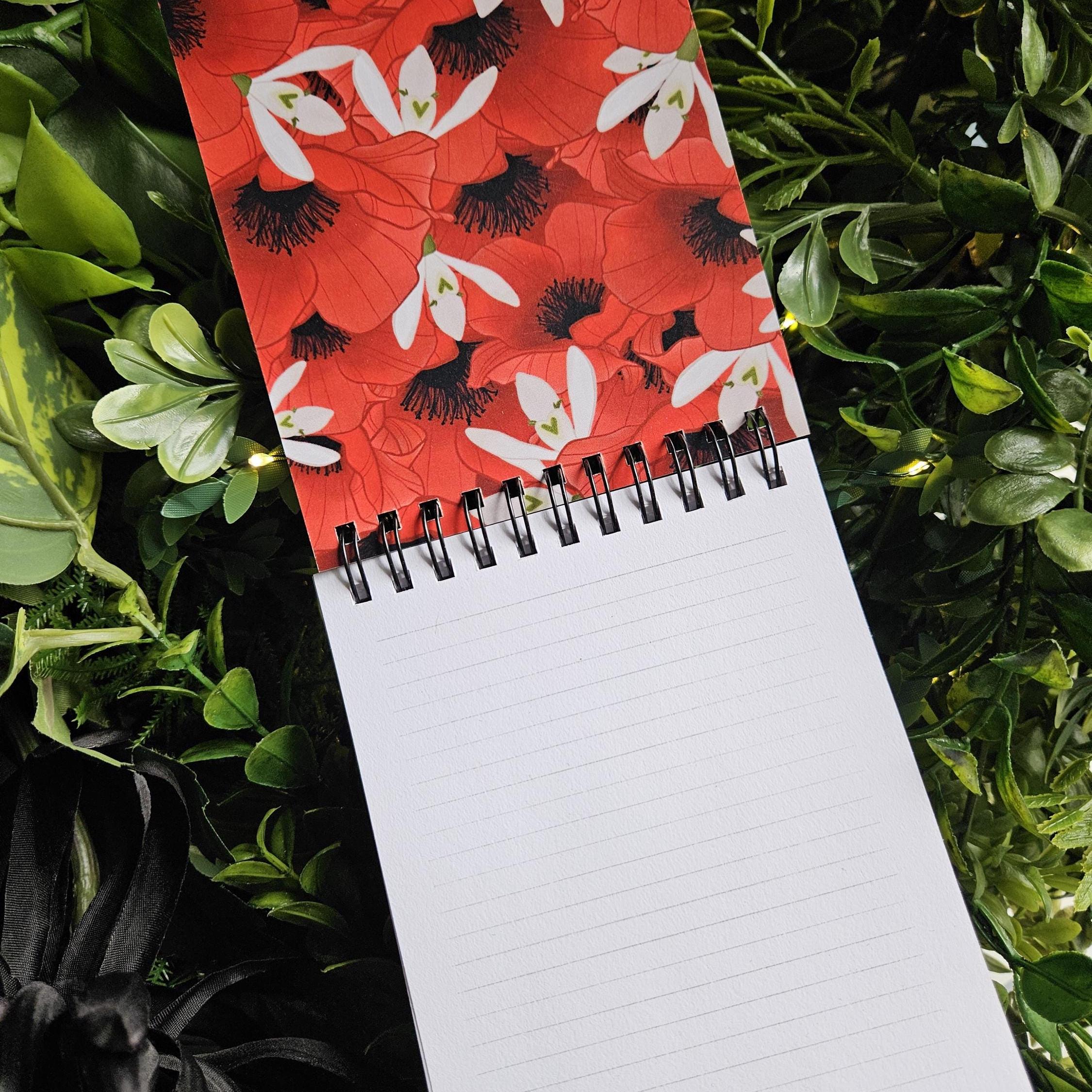 4x5 TOP BOUND Handmade Spiral NOTEBOOK: Mask of Fear Acornandcrowstudio
