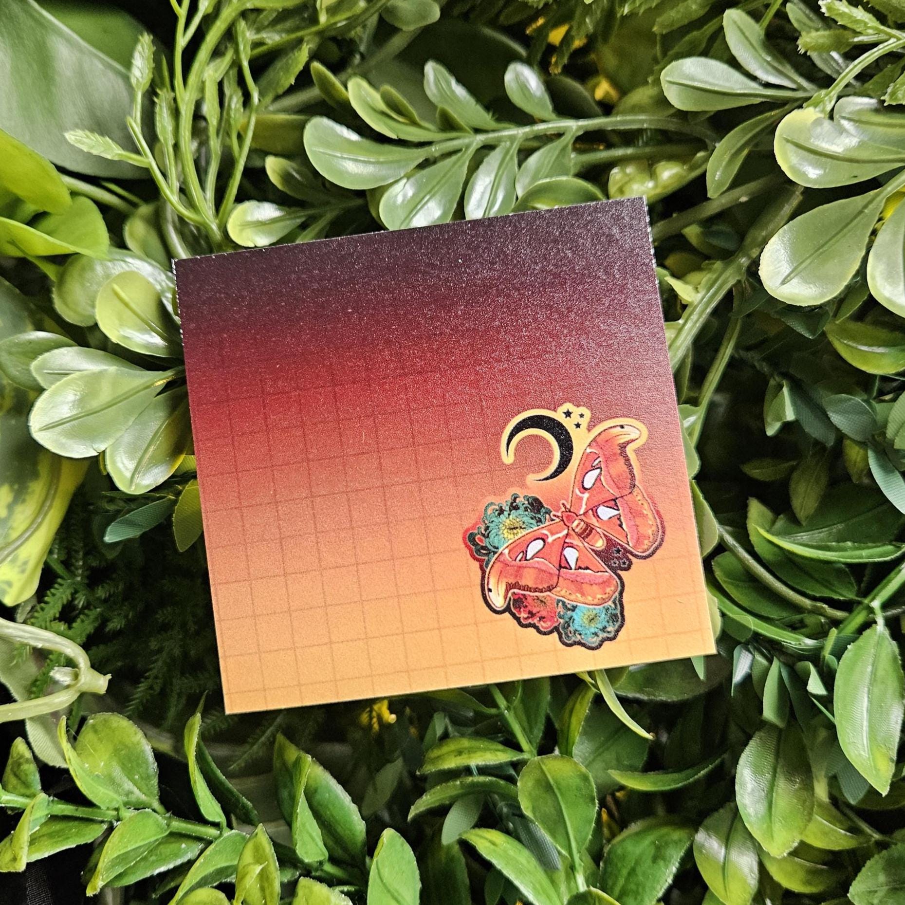 STICKY NOTES: Atlas Moth with Chrysanthemums Acornandcrowstudio