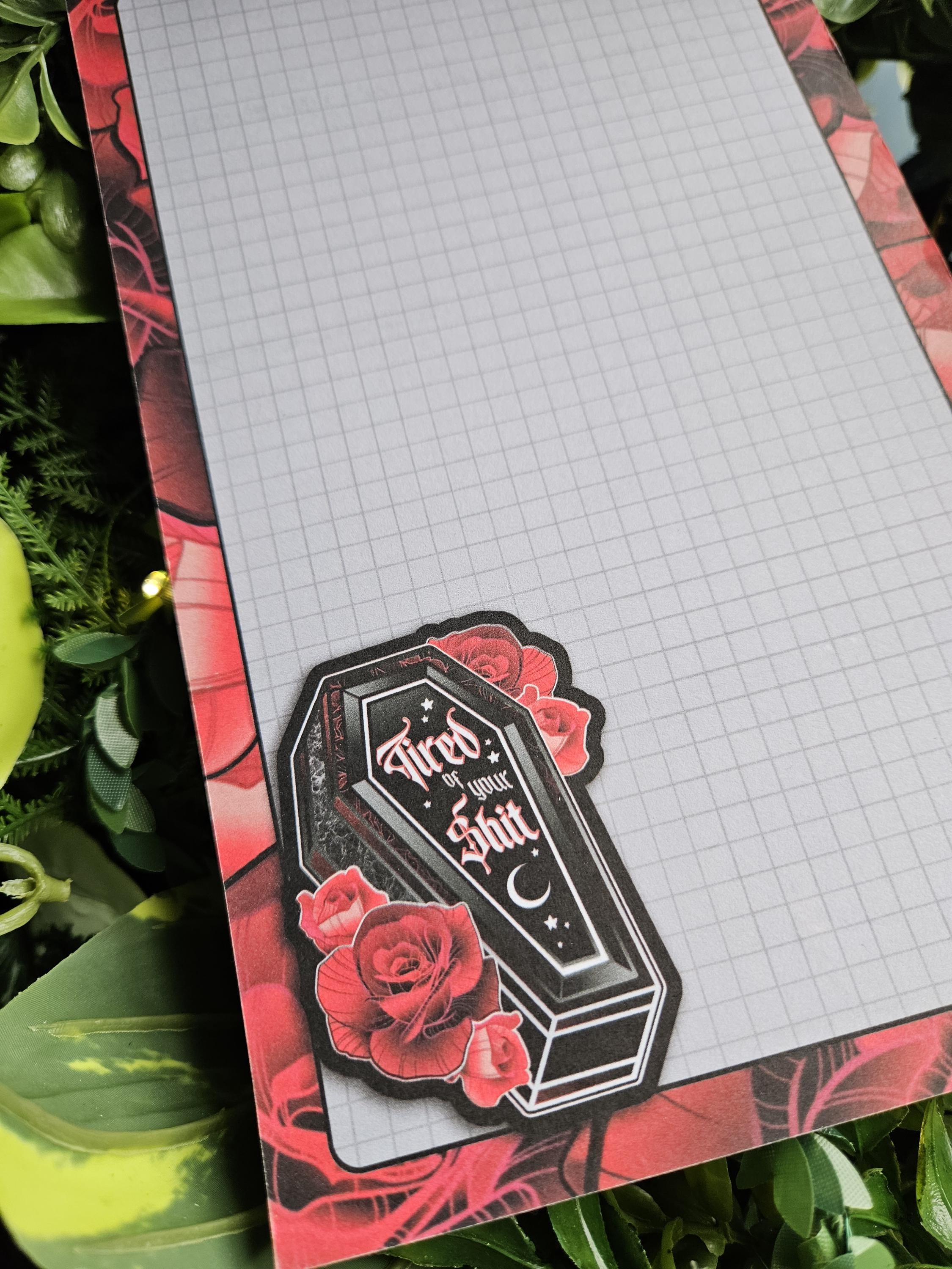 NOTEPAD 5 x 8: Tired of Your Sh*t Coffin with Grid Pages Acornandcrowstudio