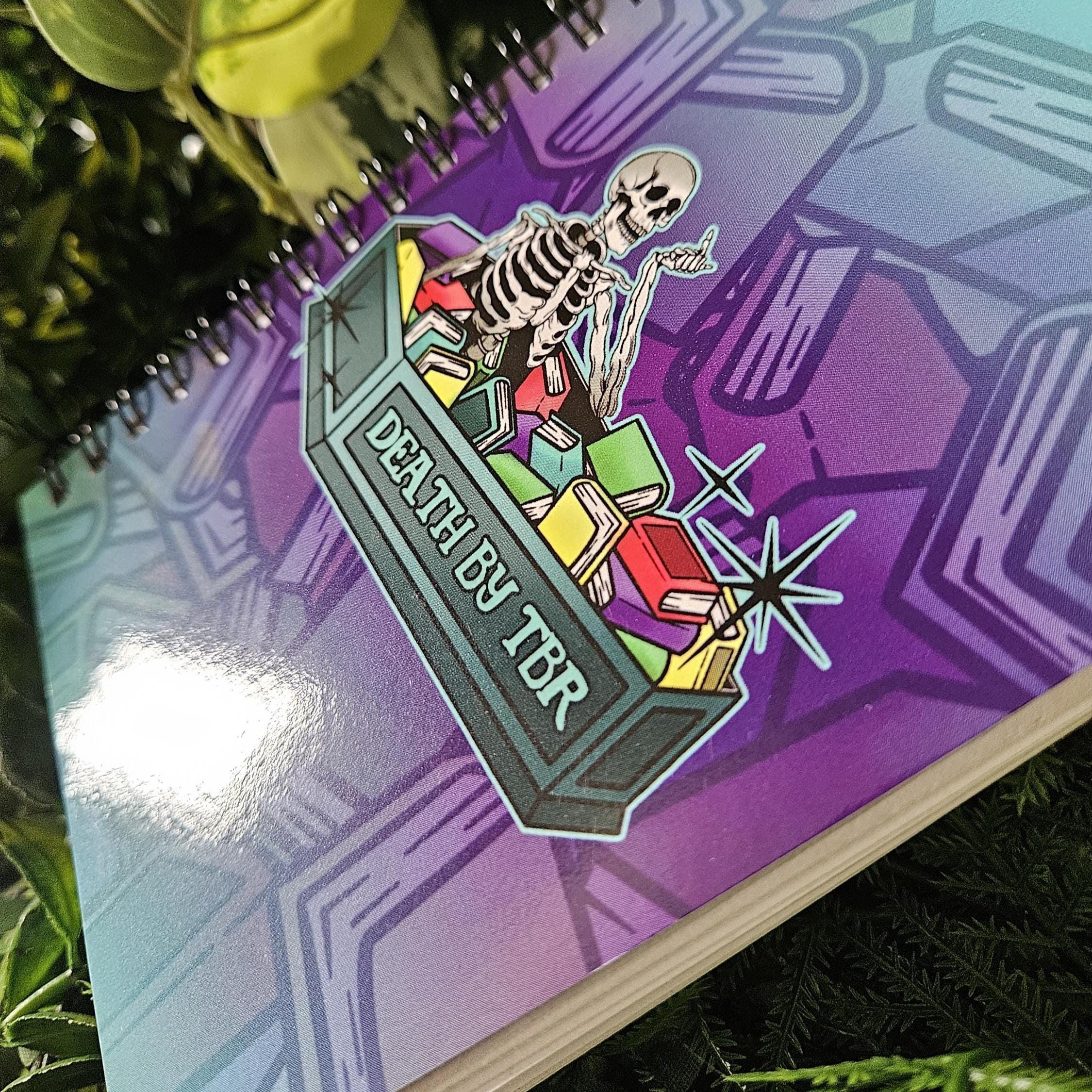4x6 inches HANDMADE Spiral Notebook: Death by TBR Coffin and Skeleton Acornandcrowstudio