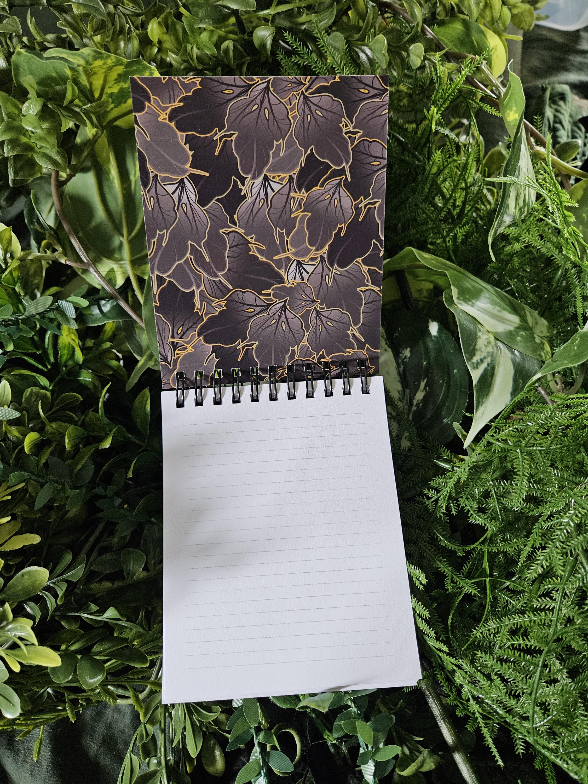 4x5 inches HANDMADE Top Bound Spiral Notebook: Acorn Skull with Leaves Acornandcrowstudio