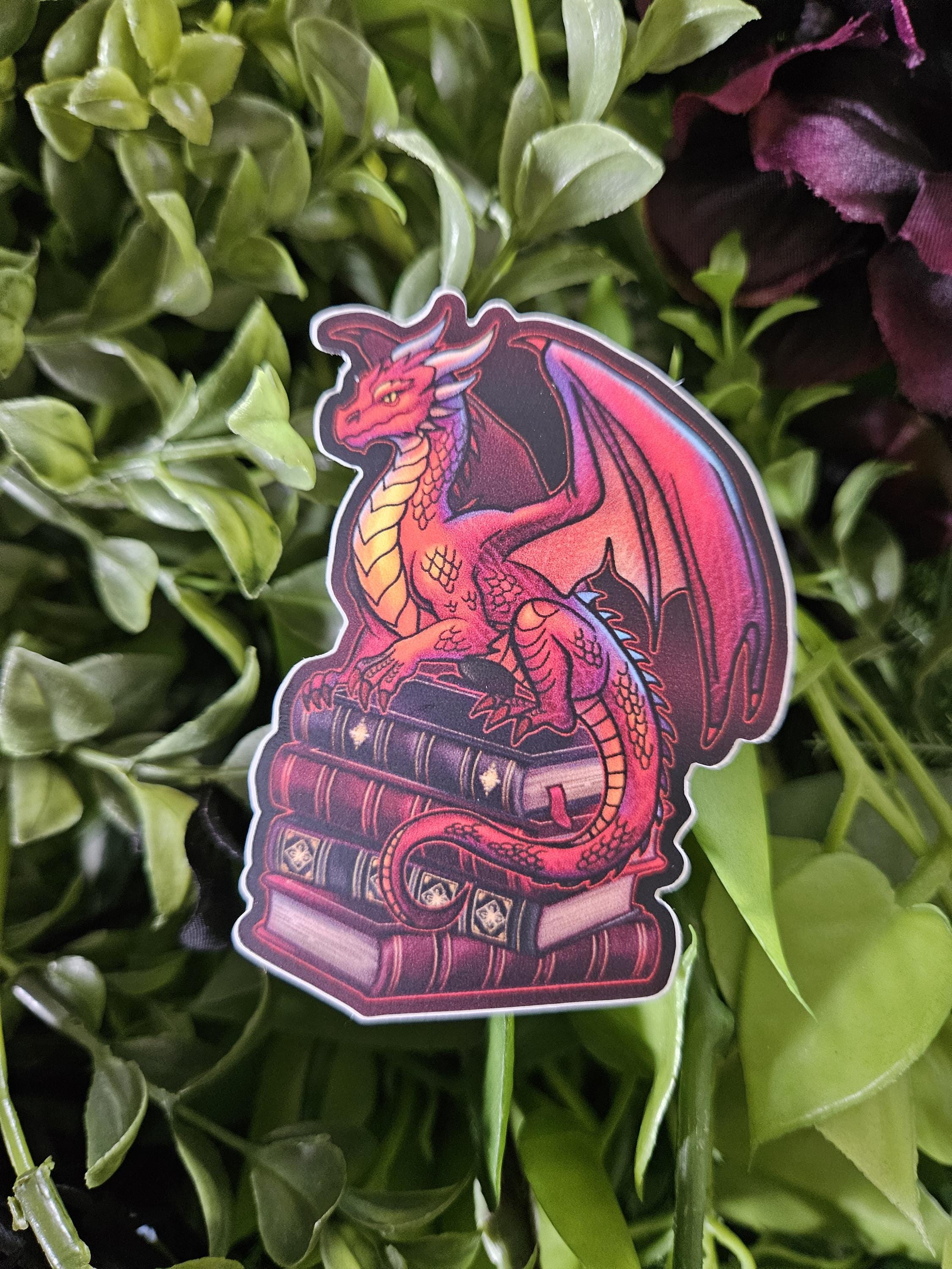 MATTE STICKER: Gideon the Red Book Dragon Acornandcrowstudio