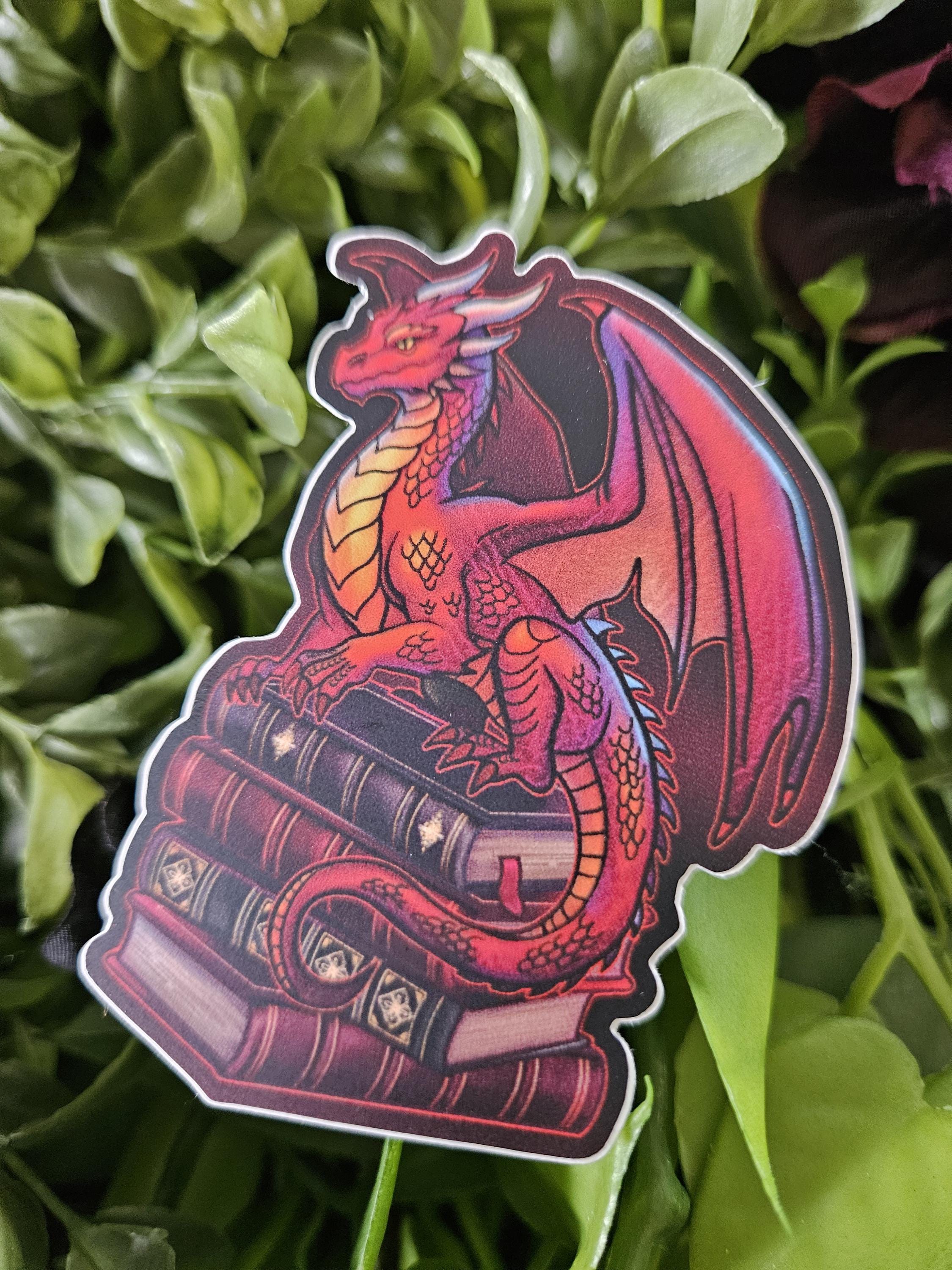 MATTE STICKER: Gideon the Red Book Dragon Acornandcrowstudio