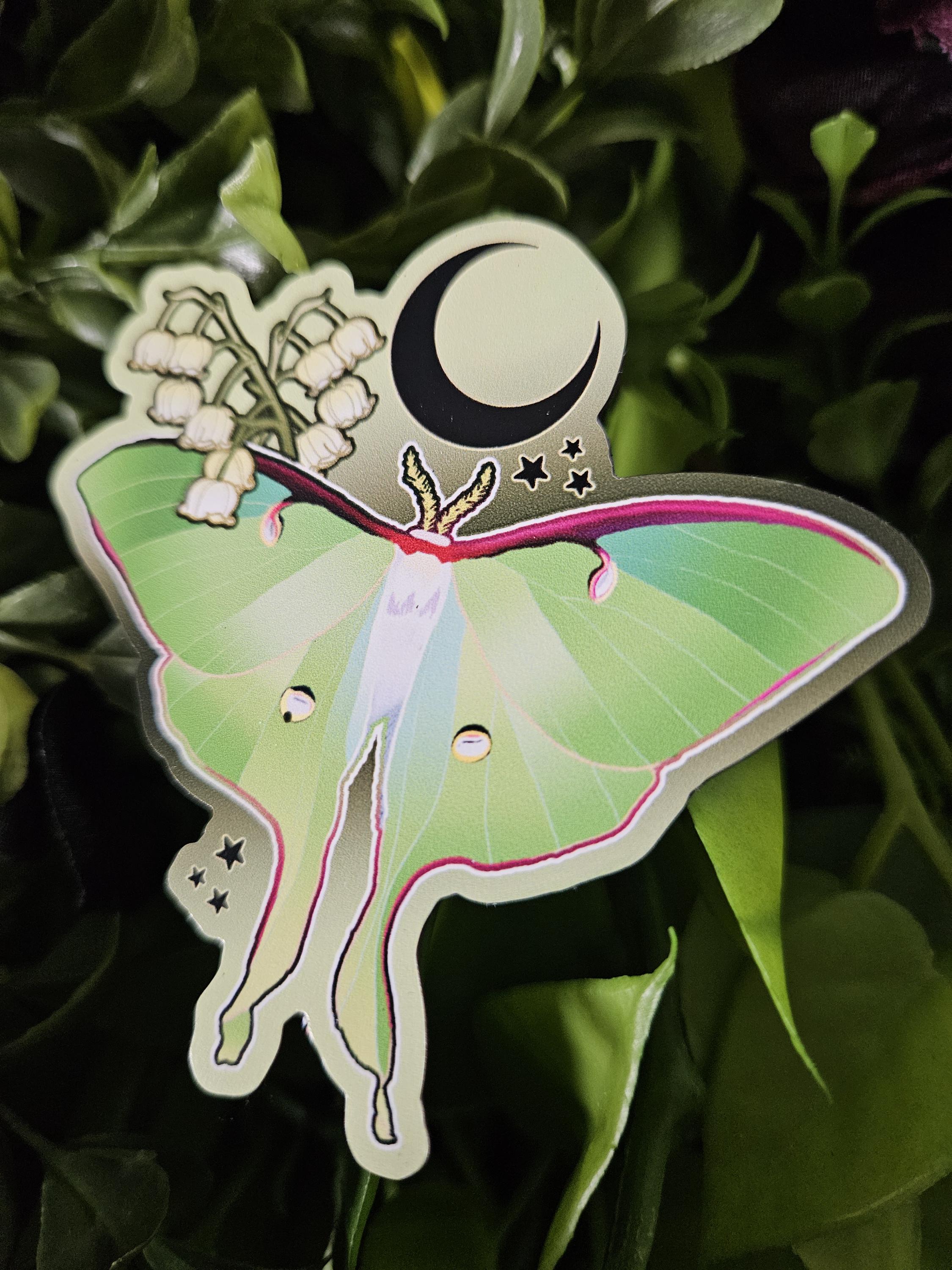 MAGNET: Luna Moth and Lily of the Valley Acornandcrowstudio