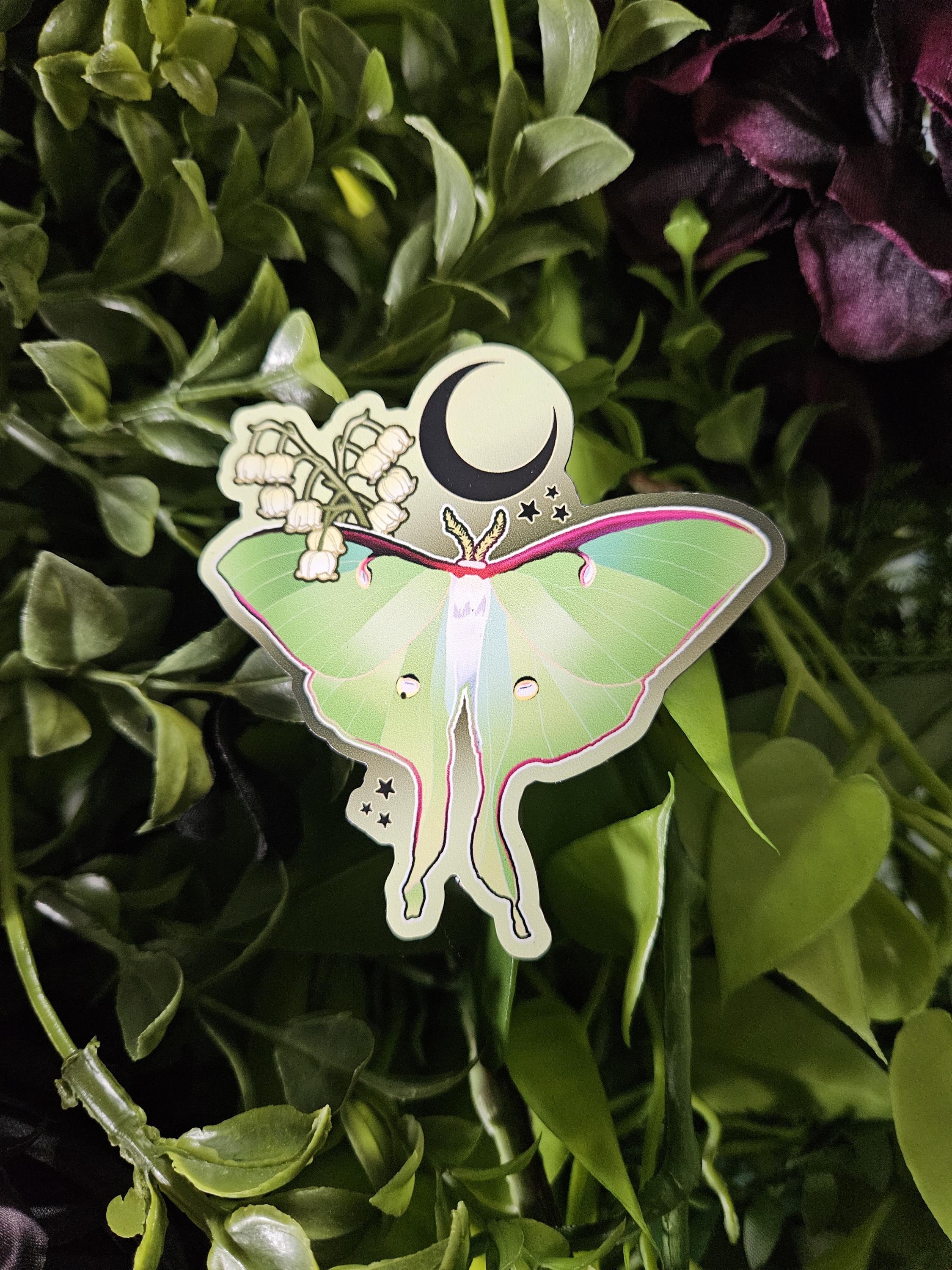 MAGNET: Luna Moth and Lily of the Valley Acornandcrowstudio
