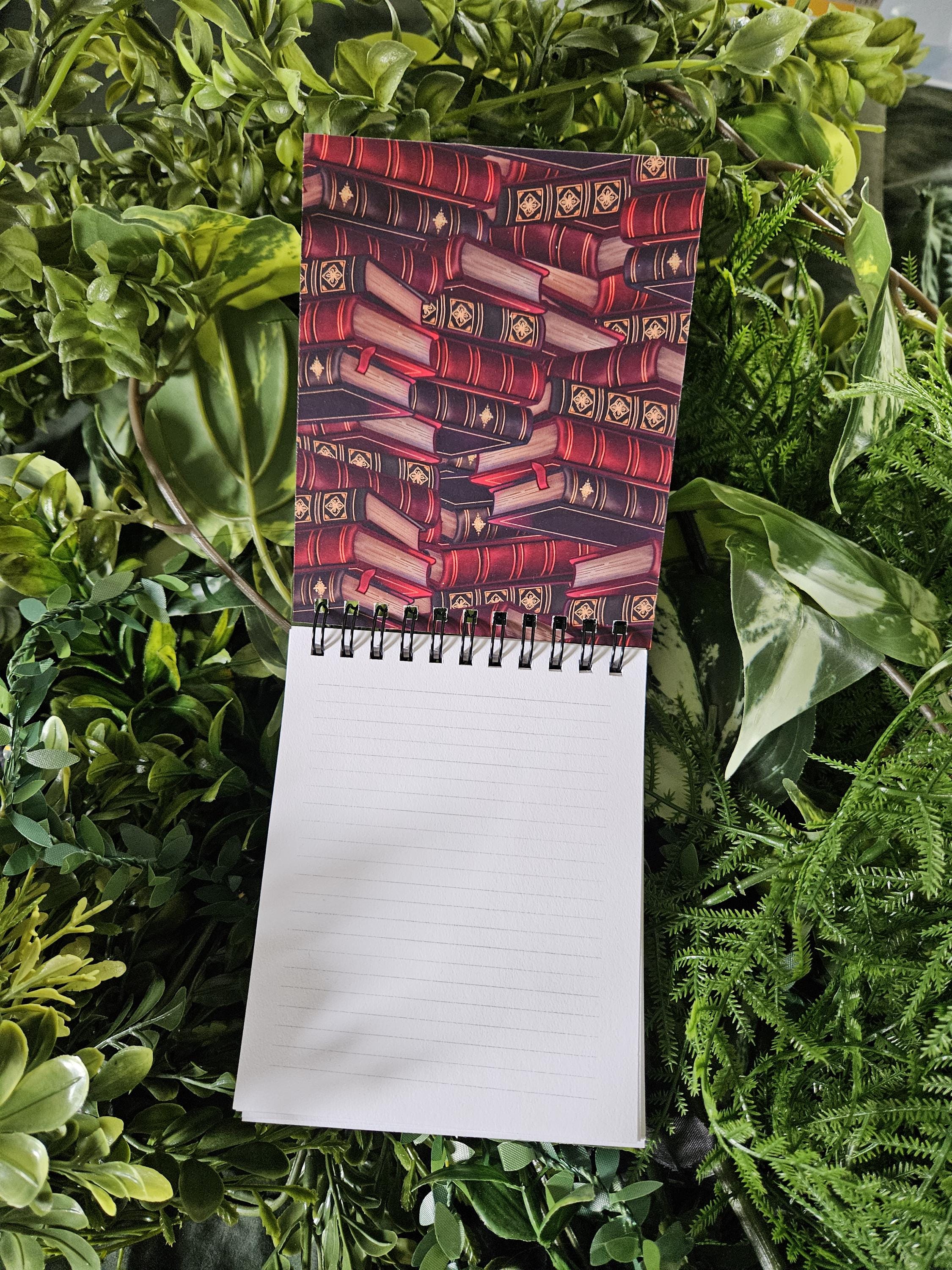4x5 inches HANDMADE Top Bound Spiral Notebook: Gideon the Red Book Dragon Acornandcrowstudio