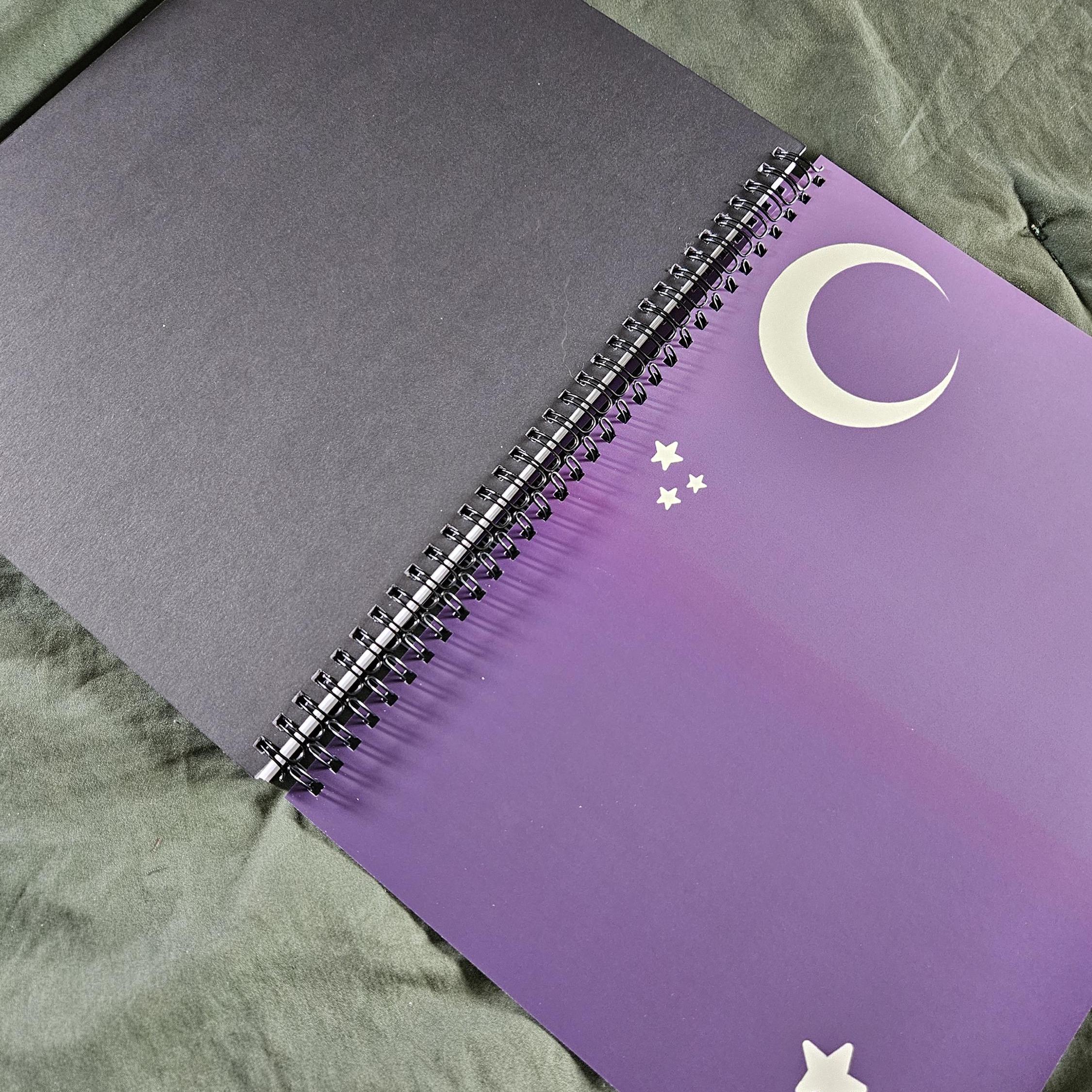 8.5 x 11 HANDMADE SPIRAL NOTEBOOK: The Cat Tarot Style Acornandcrowstudio