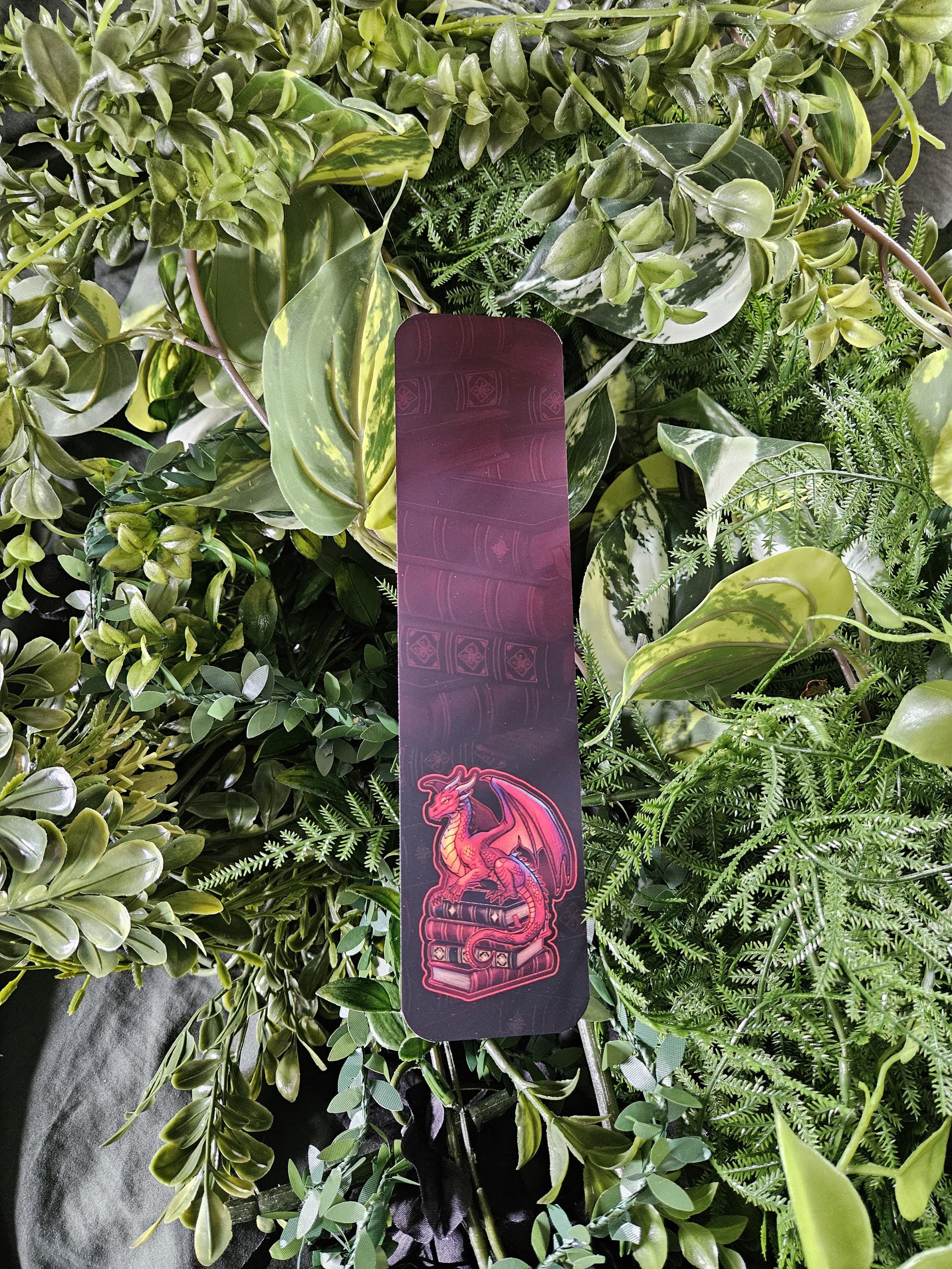 BOOKMARK: Gideon the Red Book Dragon Acornandcrowstudio