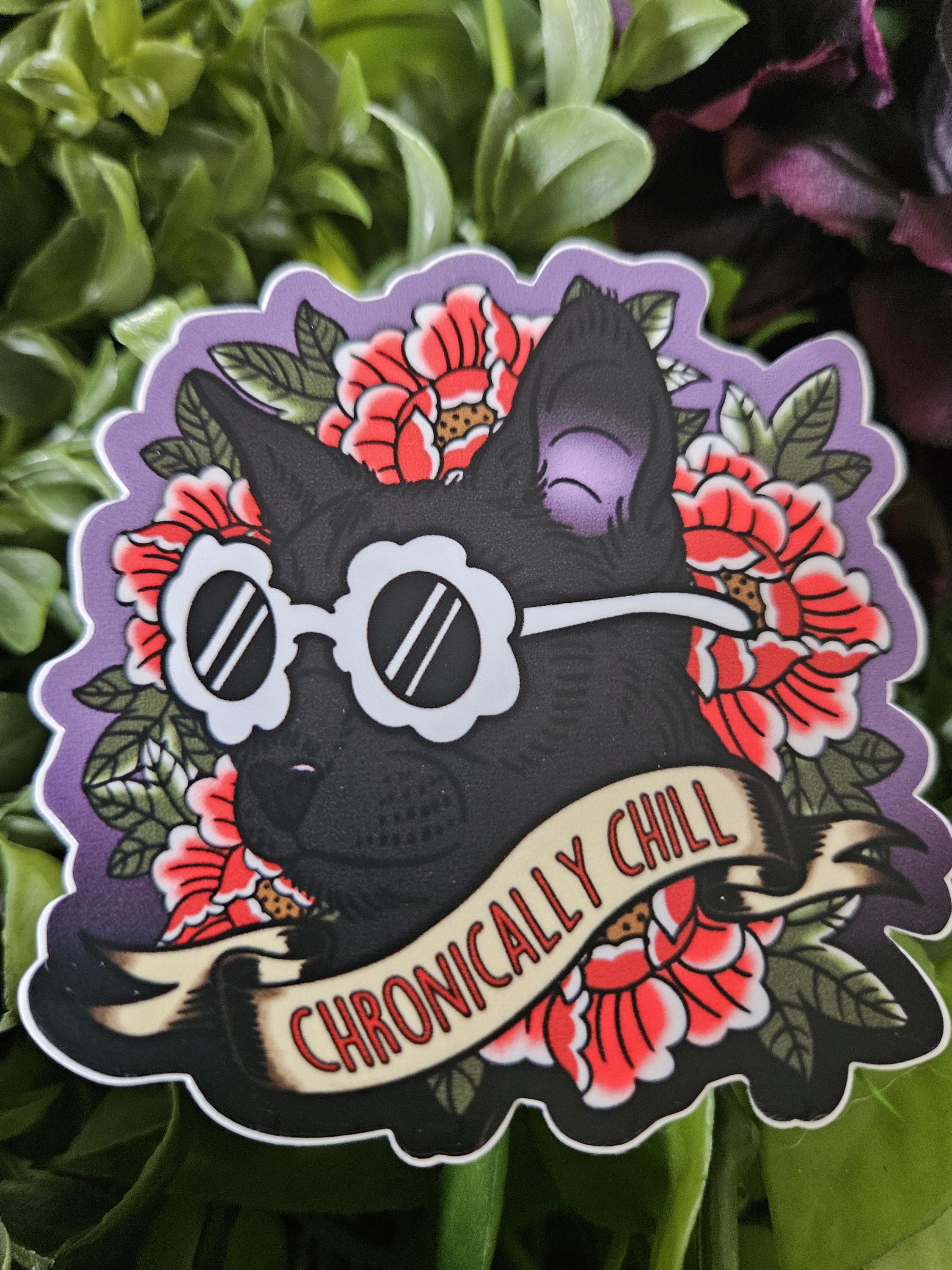 MATTE STICKER: Chronically Chill Cat Acornandcrowstudio