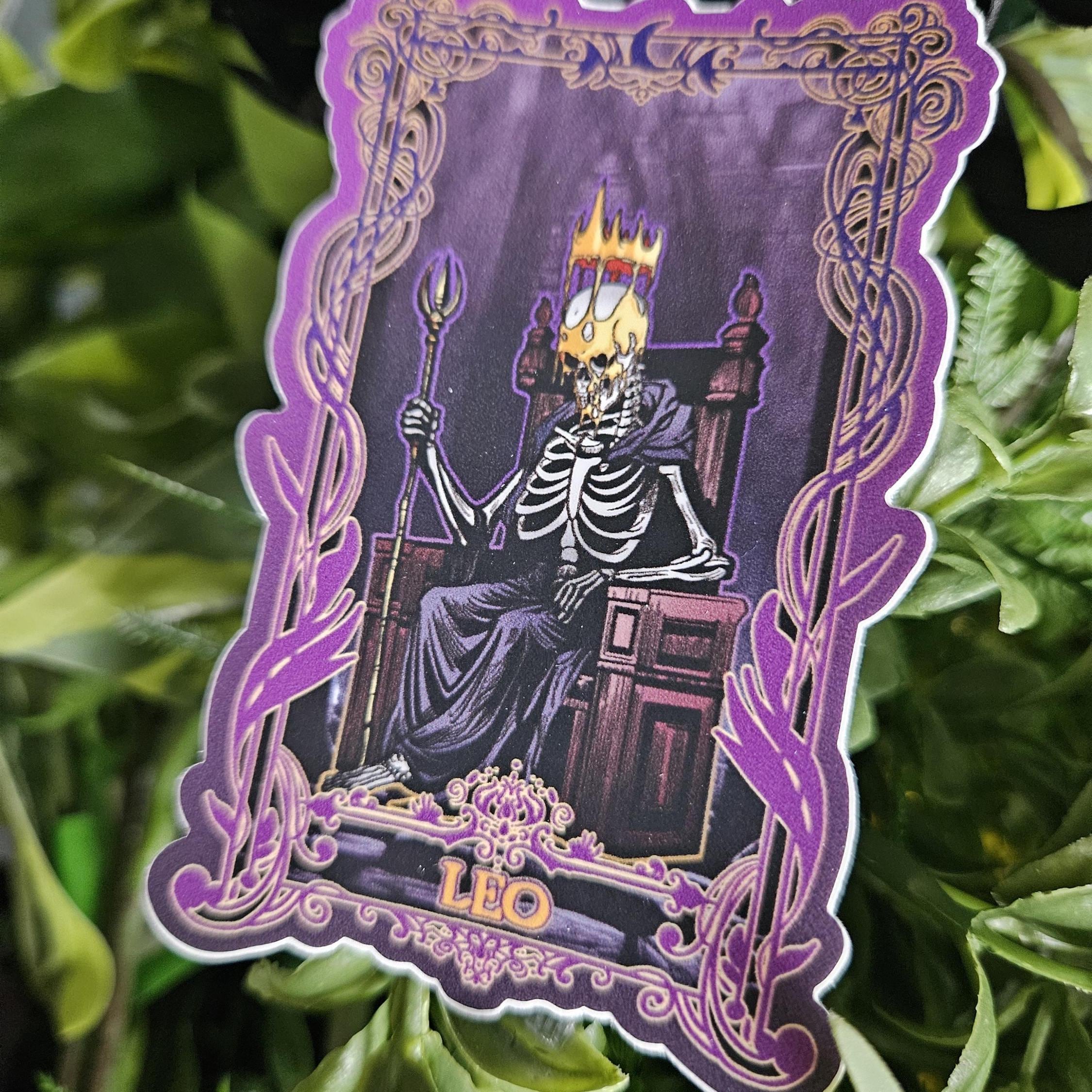 MATTE STICKER: LEO Zodiac Tarot Card Style Art Acornandcrowstudio