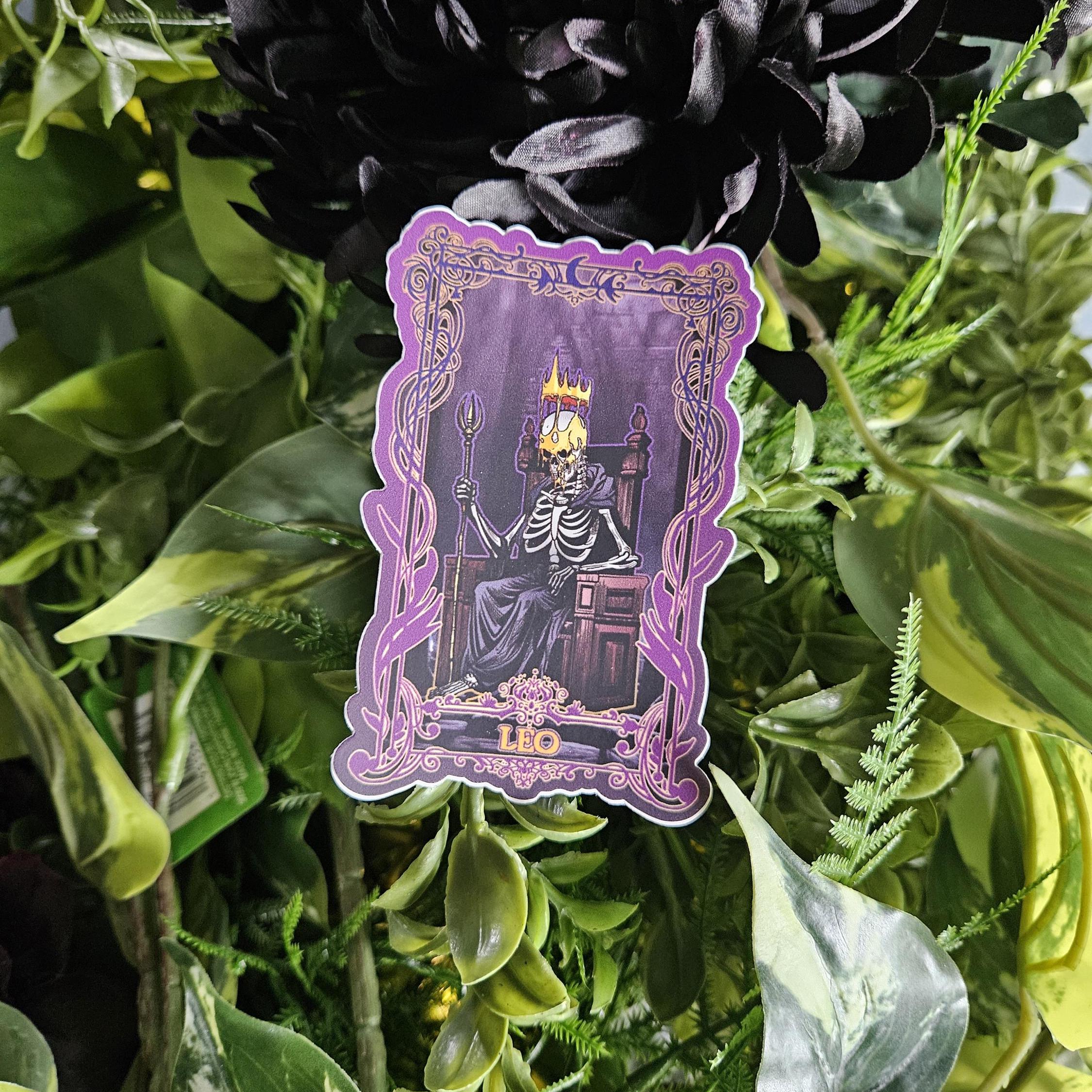 MATTE STICKER: LEO Zodiac Tarot Card Style Art Acornandcrowstudio