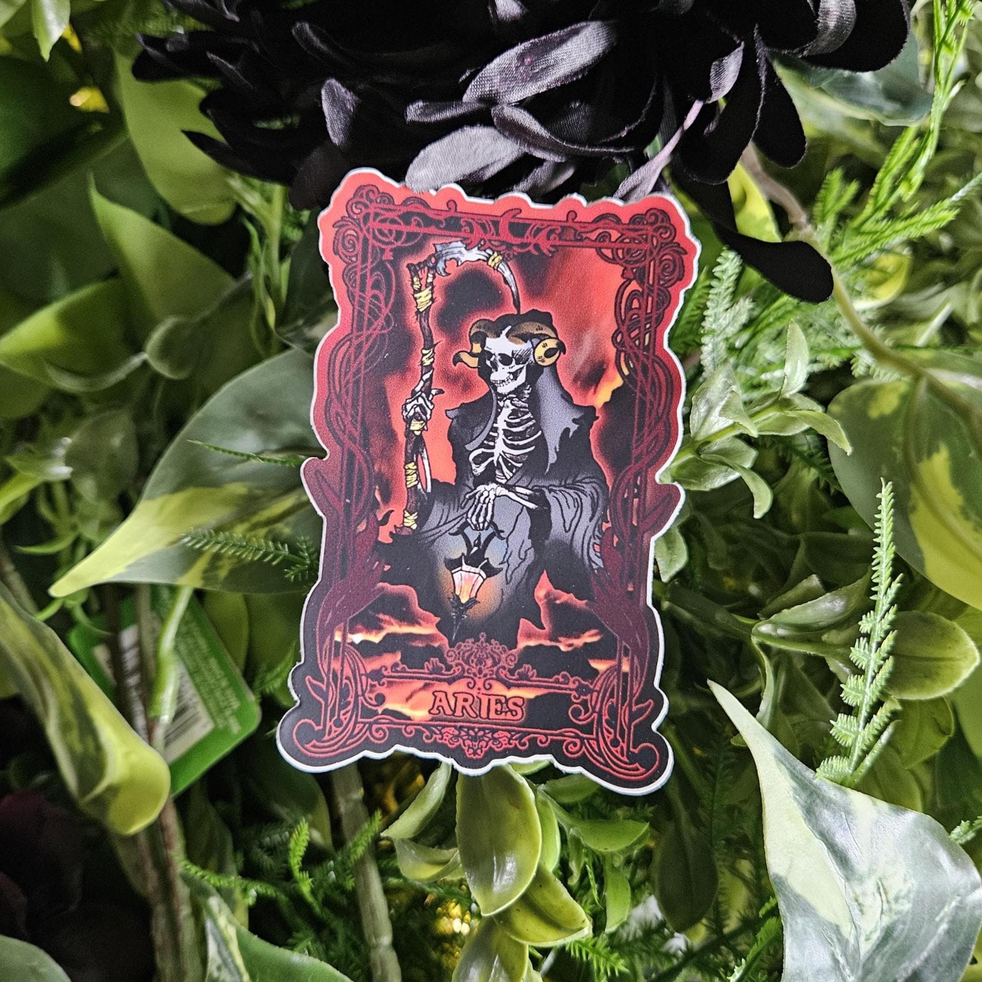 MATTE STICKER: ARIES Zodiac Tarot Card Style Art Acornandcrowstudio
