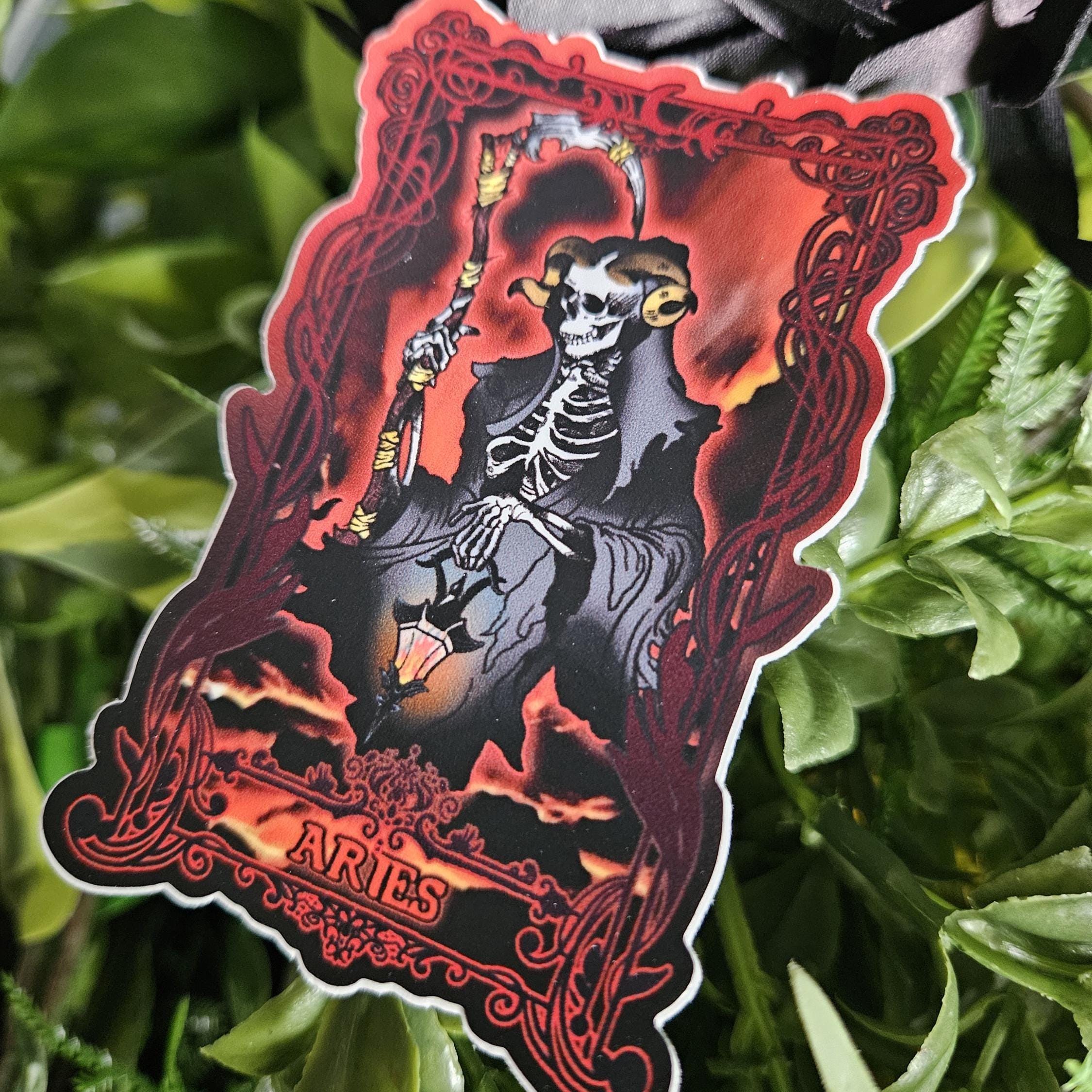 MATTE STICKER: ARIES Zodiac Tarot Card Style Art Acornandcrowstudio