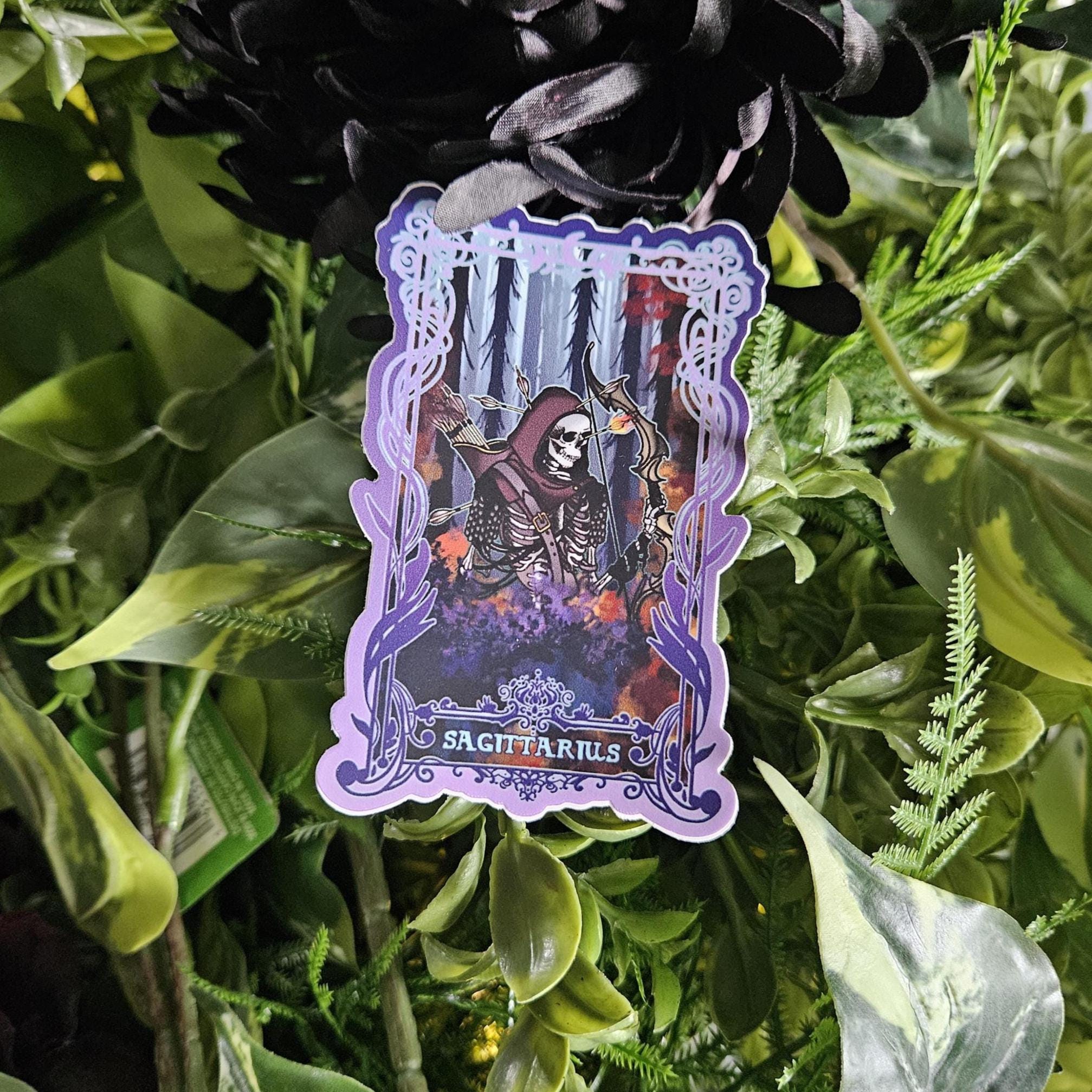 MATTE STICKER: SAGITTARIUS Zodiac Tarot Card Style Art Acornandcrowstudio