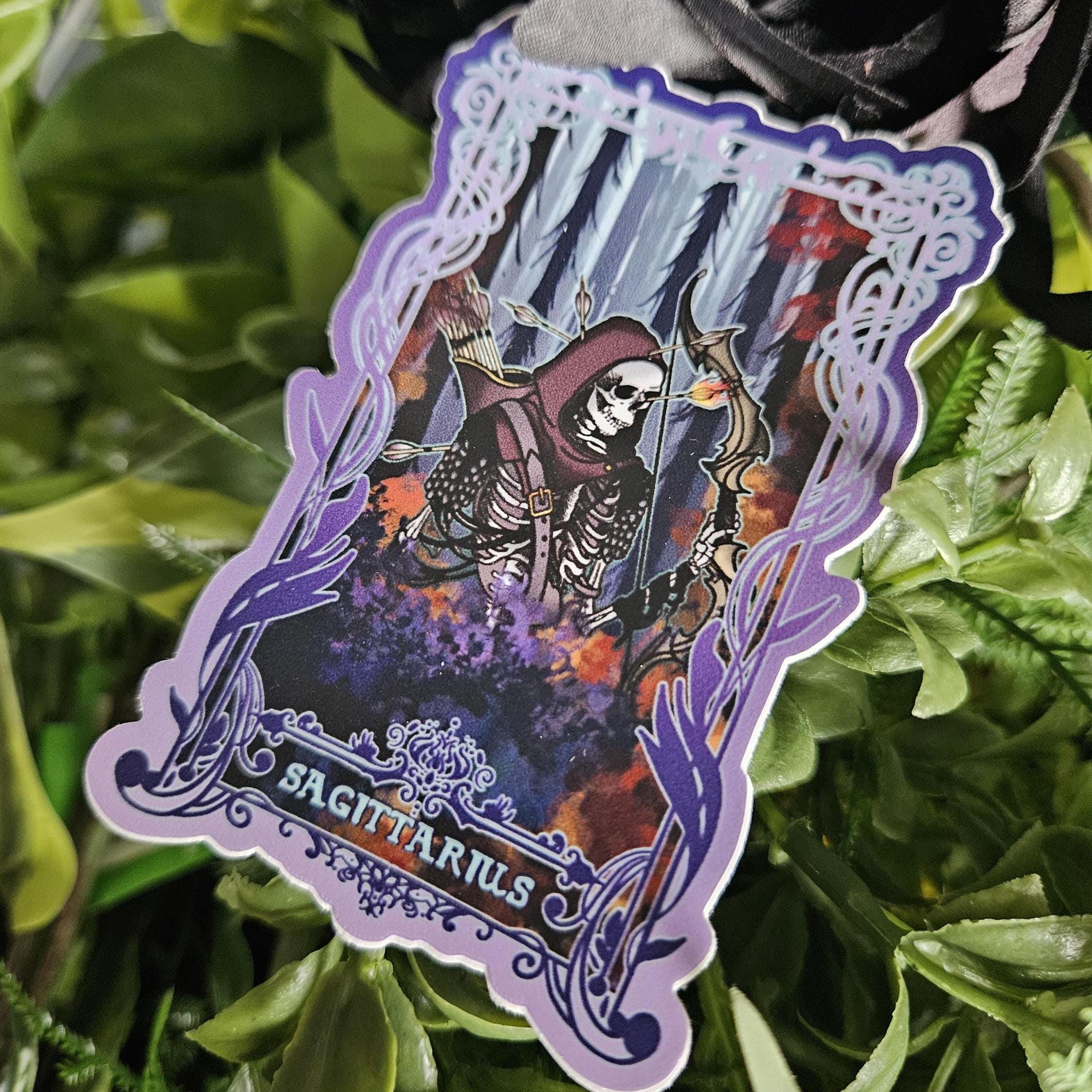 MATTE STICKER: SAGITTARIUS Zodiac Tarot Card Style Art Acornandcrowstudio