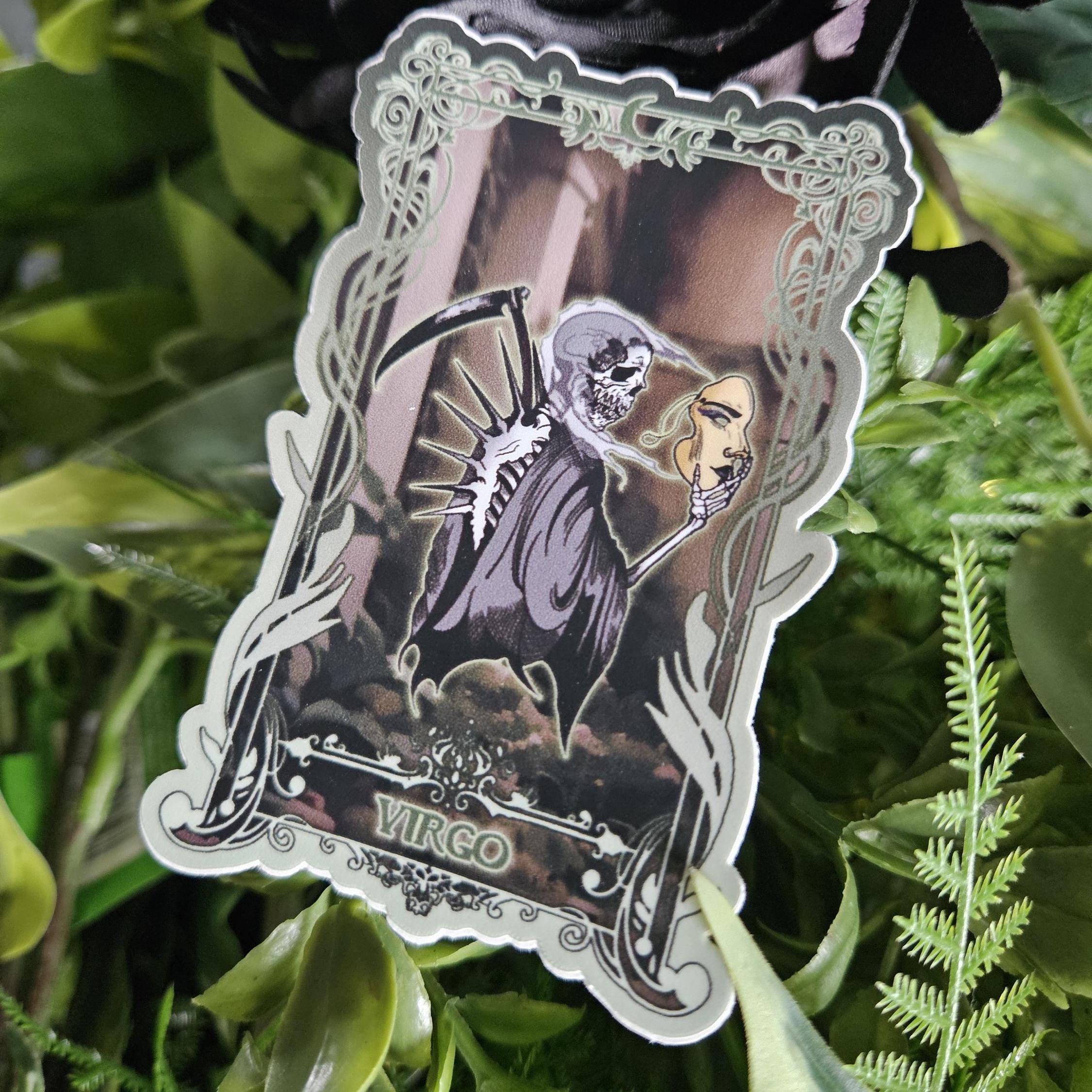 MATTE STICKER: VIRGO Zodiac Tarot Card Style Art Acornandcrowstudio