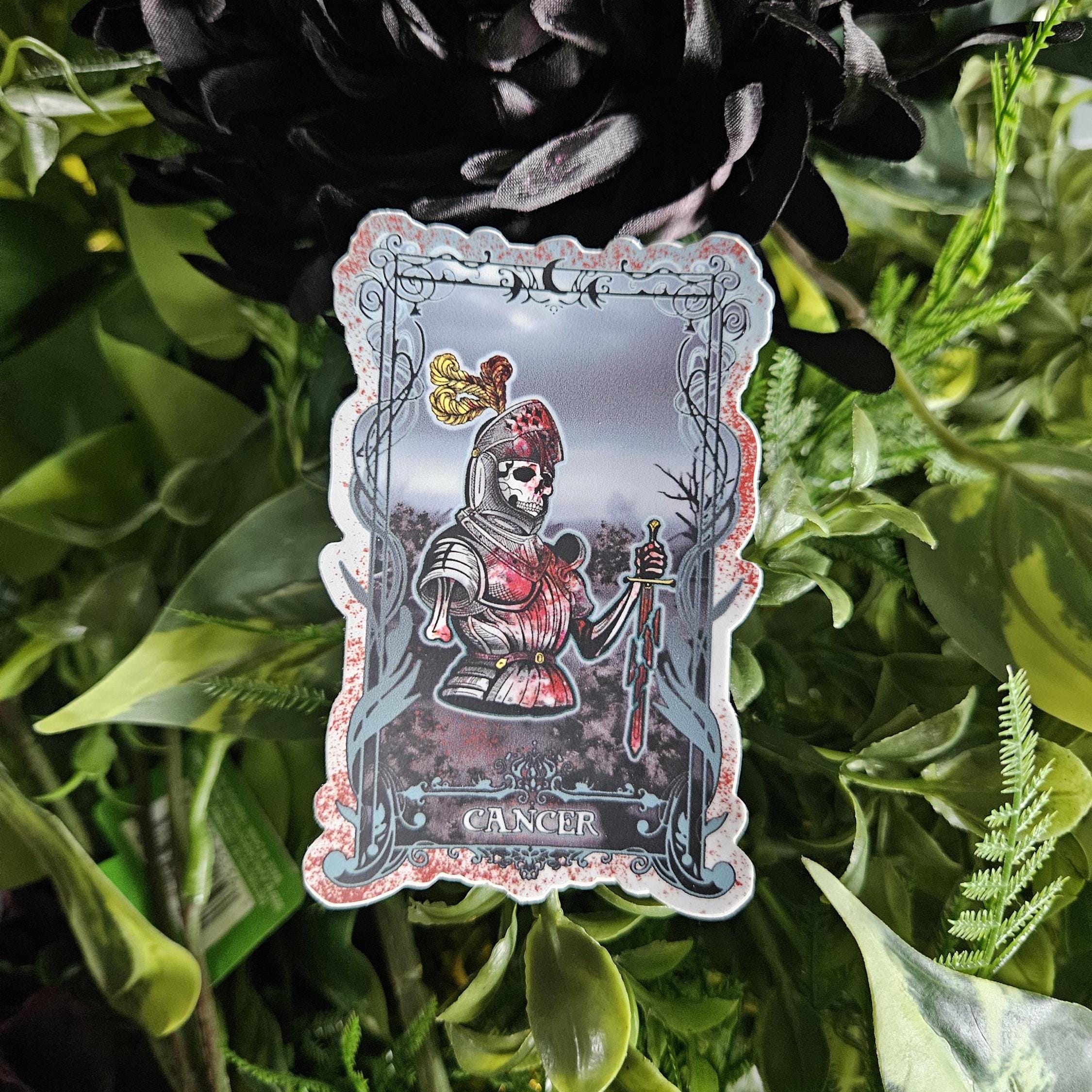 MATTE STICKER: CANCER Zodiac Tarot Card Style Art Acornandcrowstudio