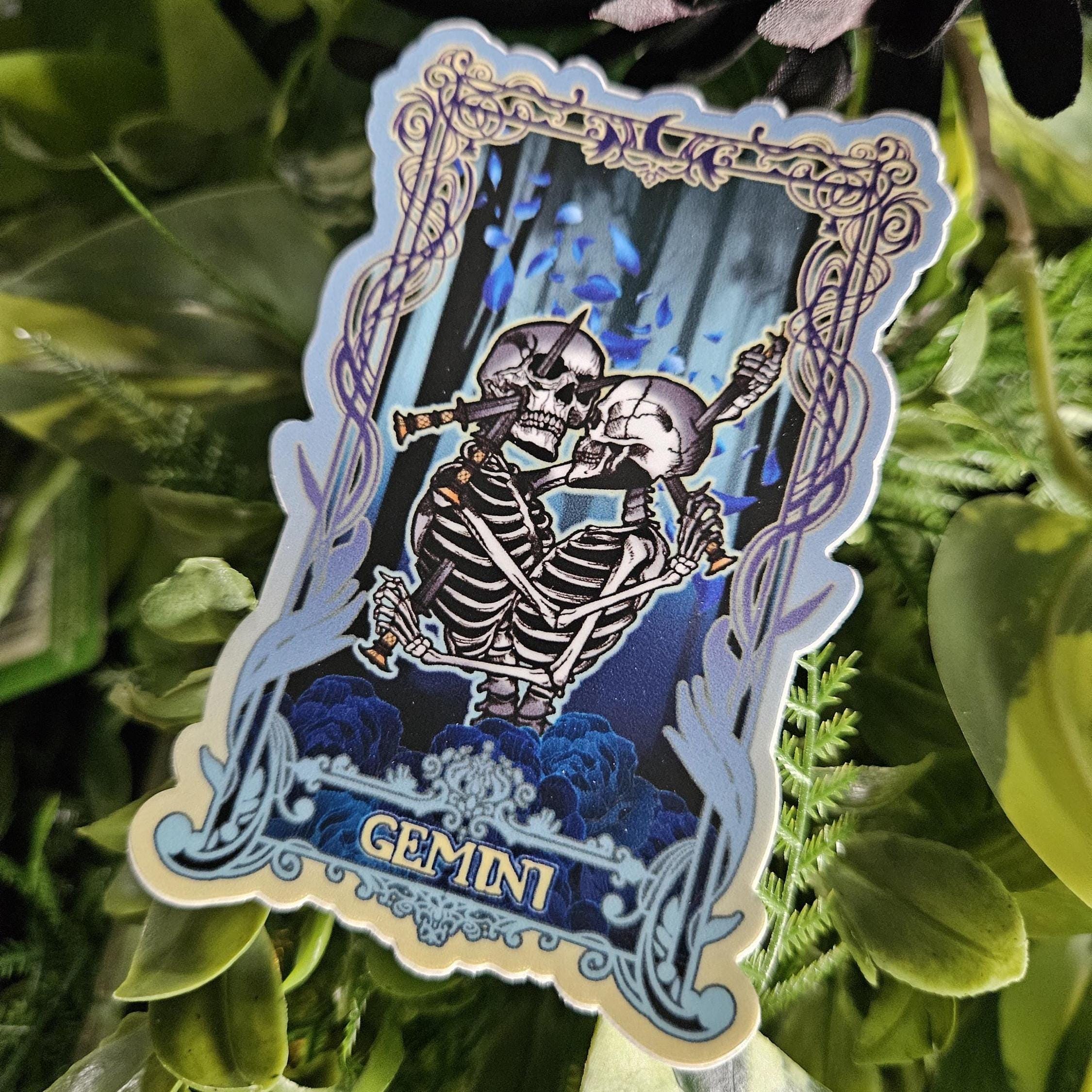 MATTE STICKER: GEMINI Zodiac Tarot Card Style Art Acornandcrowstudio