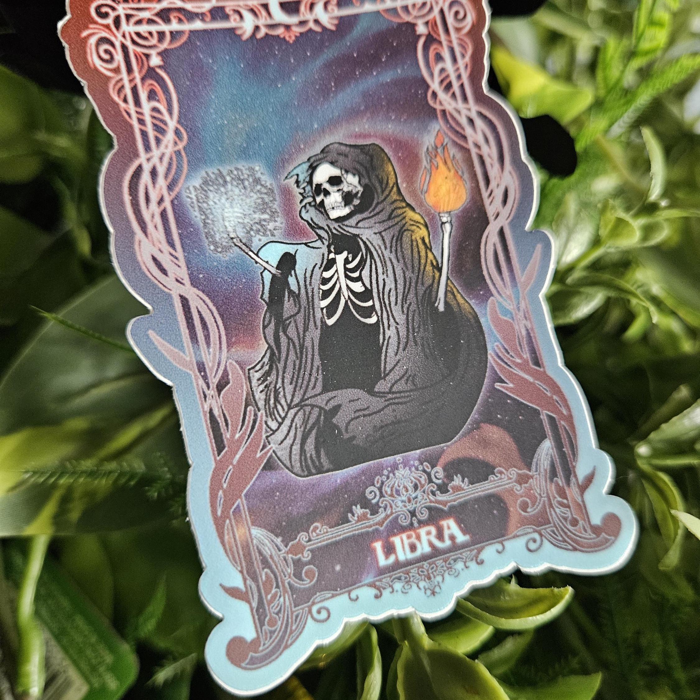 MATTE STICKER: LIBRA Zodiac Tarot Card Style Art Acornandcrowstudio