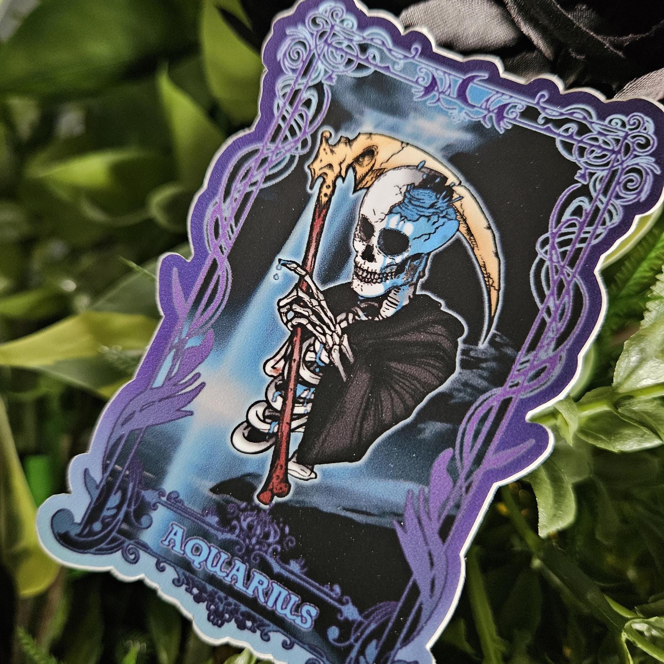MATTE STICKER: AQUARIUS Zodiac Tarot Card Style Art Acornandcrowstudio