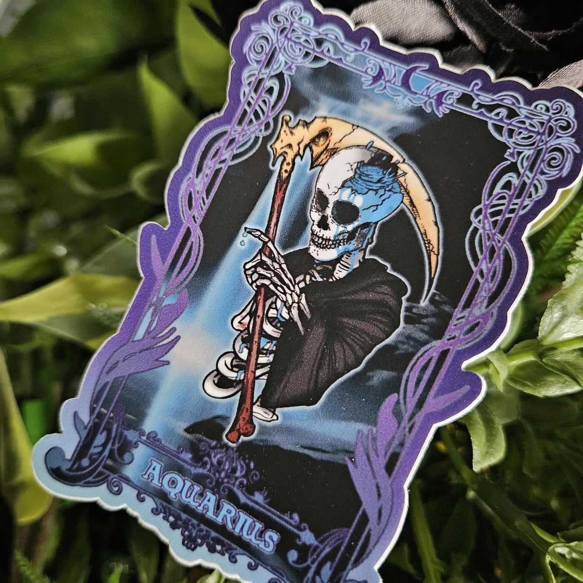MATTE STICKER: AQUARIUS Zodiac Tarot Card Style Art Acornandcrowstudio