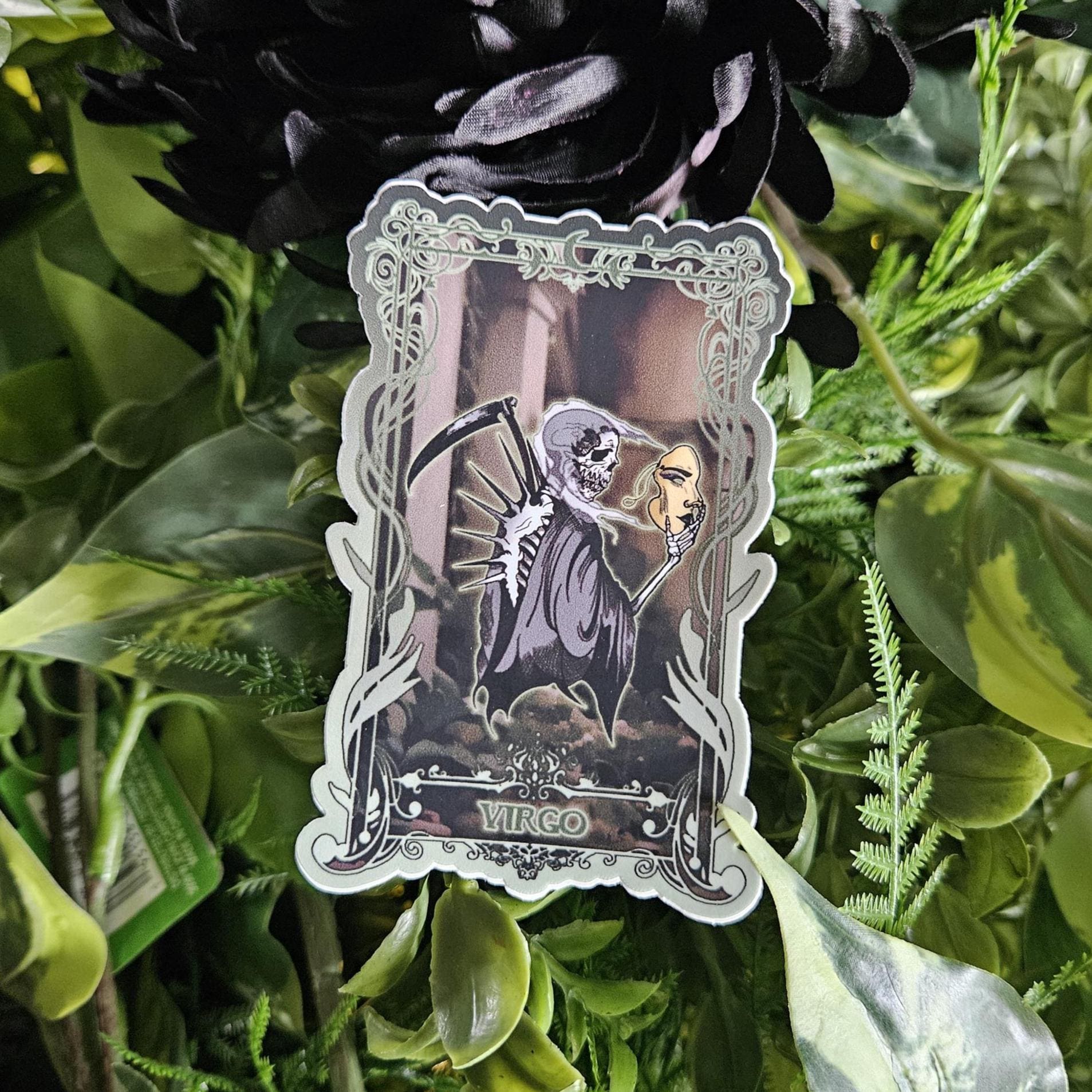 MATTE STICKER: VIRGO Zodiac Tarot Card Style Art Acornandcrowstudio
